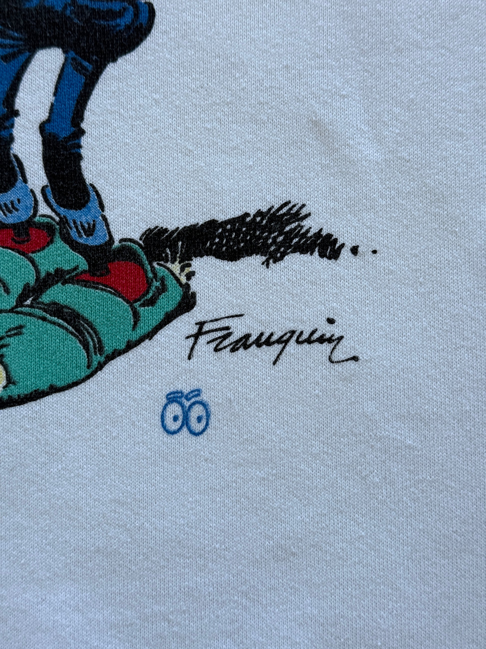 White Gaston Lagaffe 90's Vintage French Cartoon Sweatshirt - XL