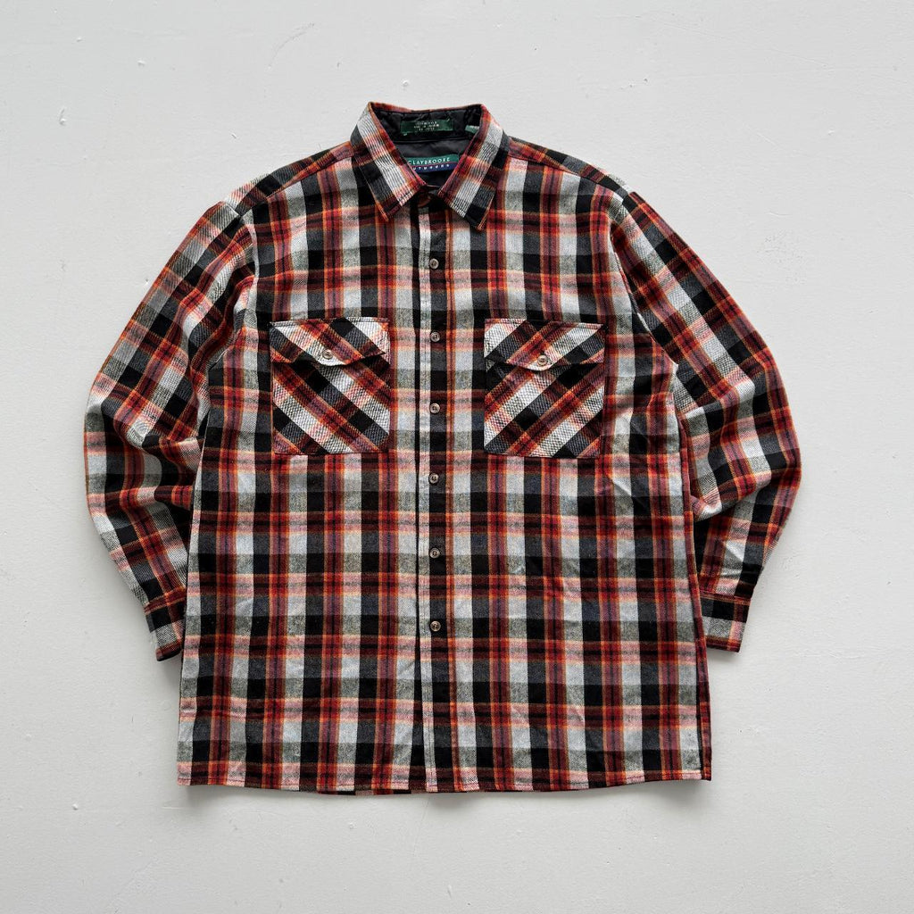 Red and Black Checkered Claybrooke 90s Vintage Long Sleeve Shirt - Large