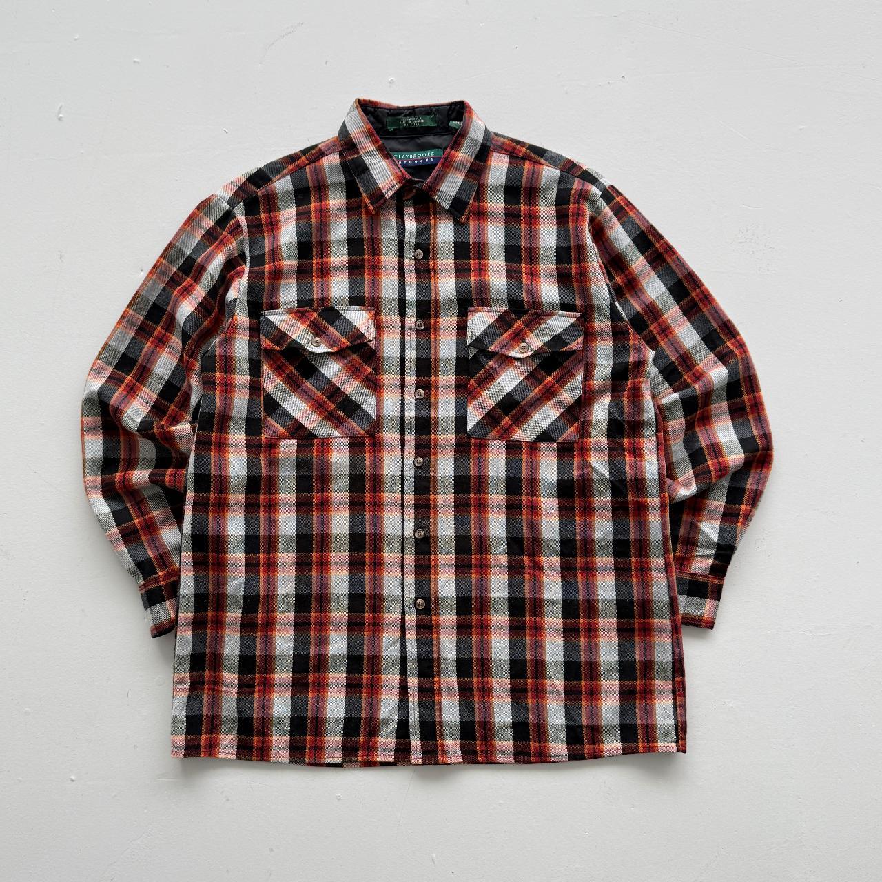 Red and Black Checkered Claybrooke 90s Vintage Long Sleeve Shirt - Large
