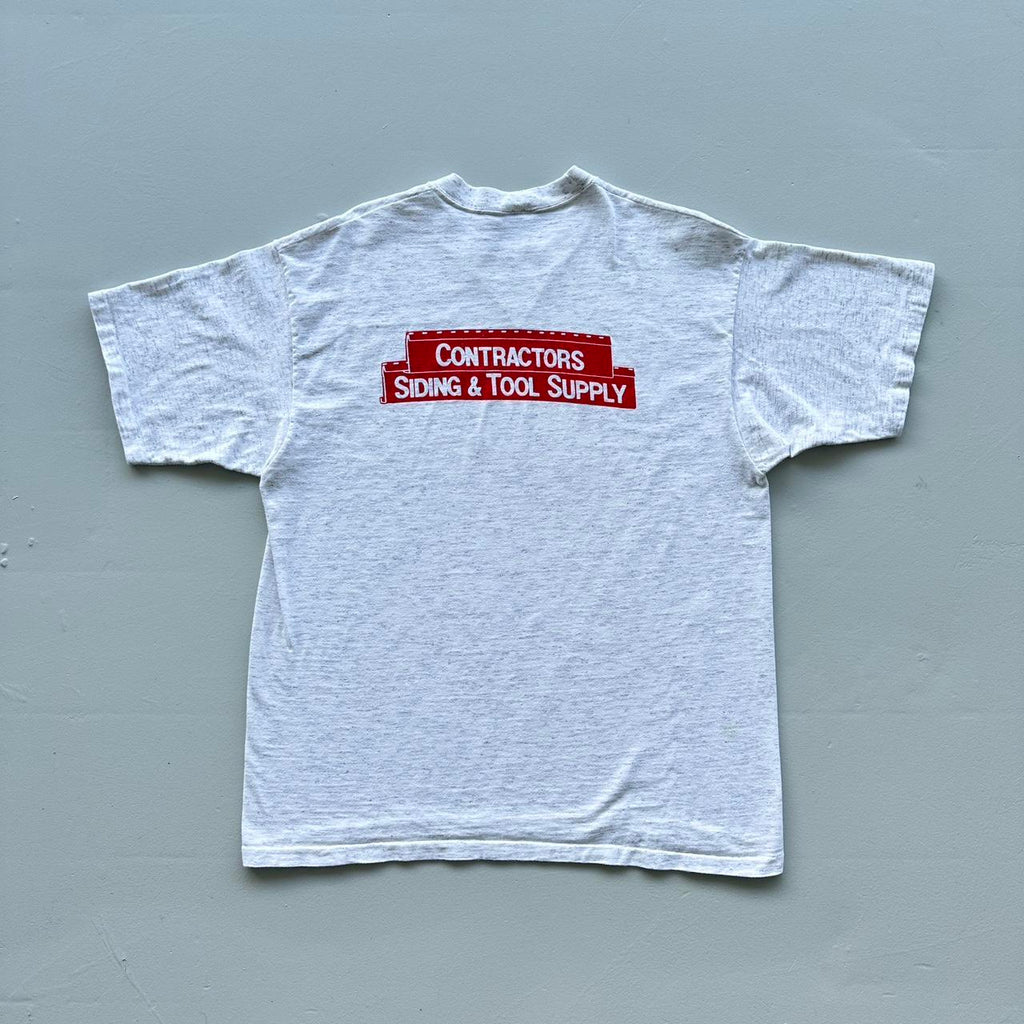 Grey Side Swiper Contractor Vintage 90s T-shirt - XL