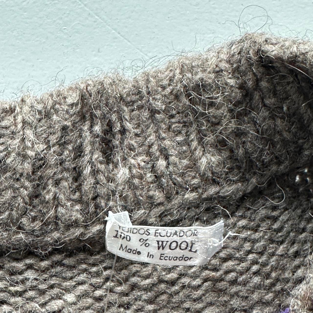 Grey Ecuadorian 80s Chunky Knit Jumper - Large