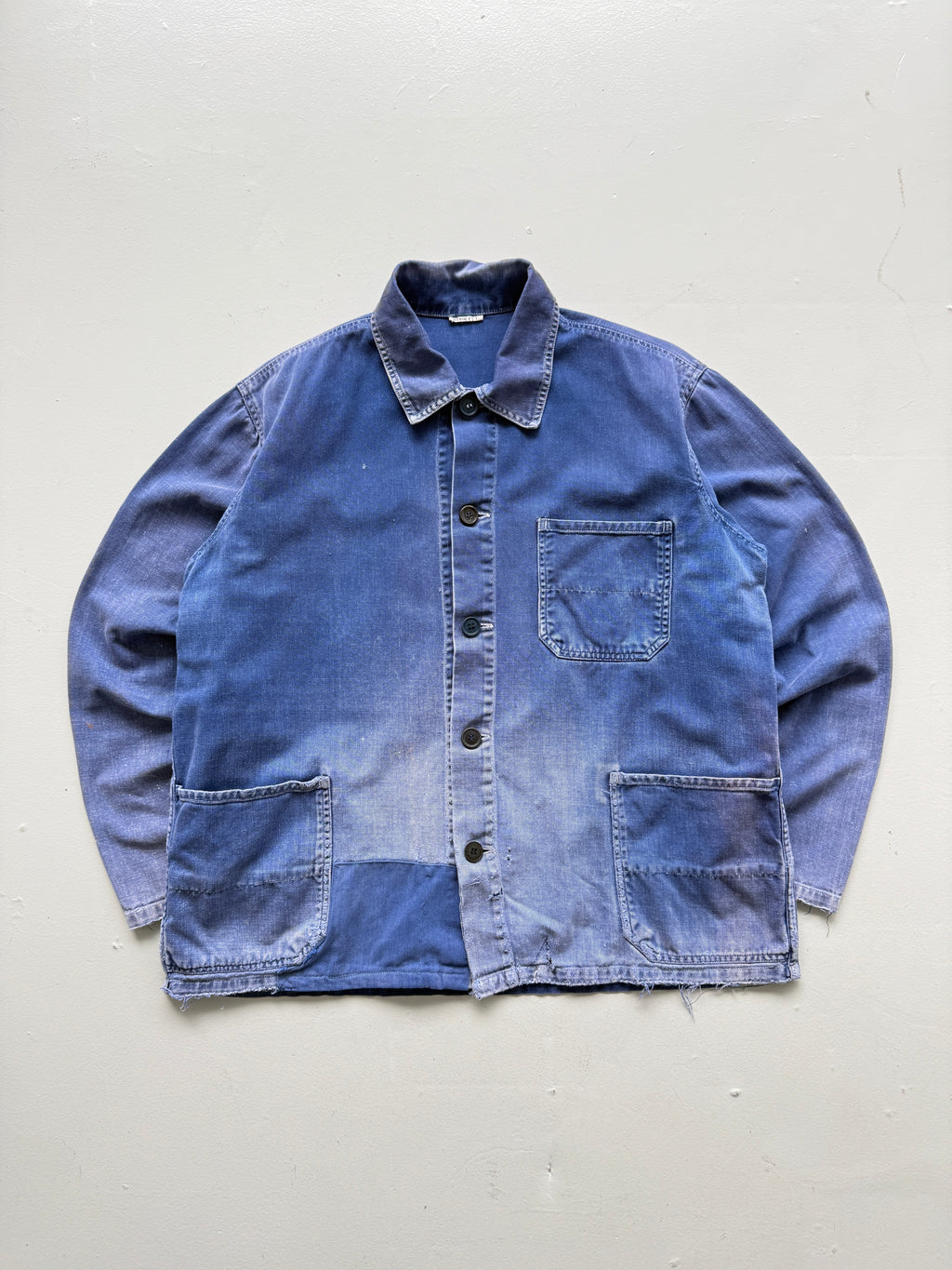 Faded Blue French Vintage Workwear Chore Jacket CH394 - Small