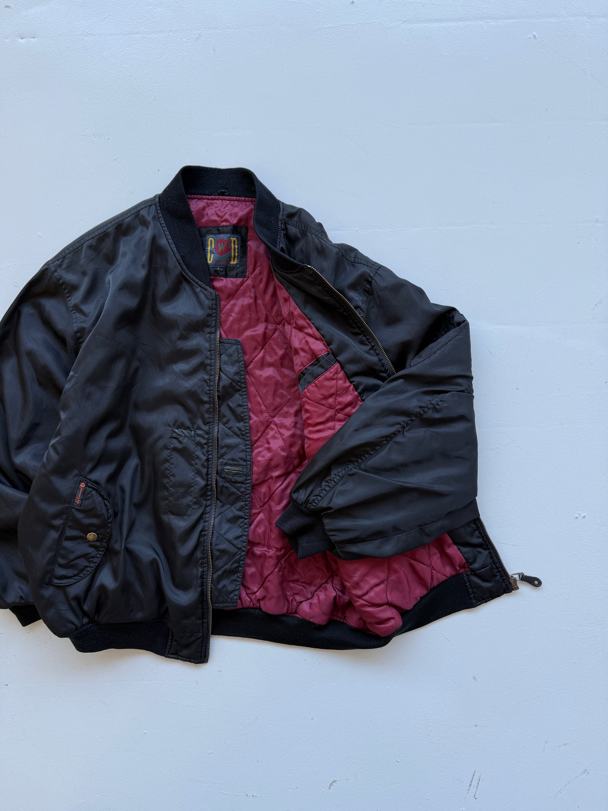 Black CWD 90's Vintage Bomber Jacket - Large