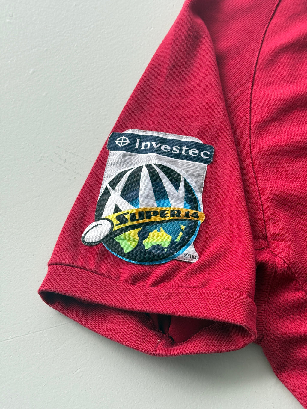 Red Queensland Reds 00's Vintage Short Sleeve Rugby Polo Jersey - Large