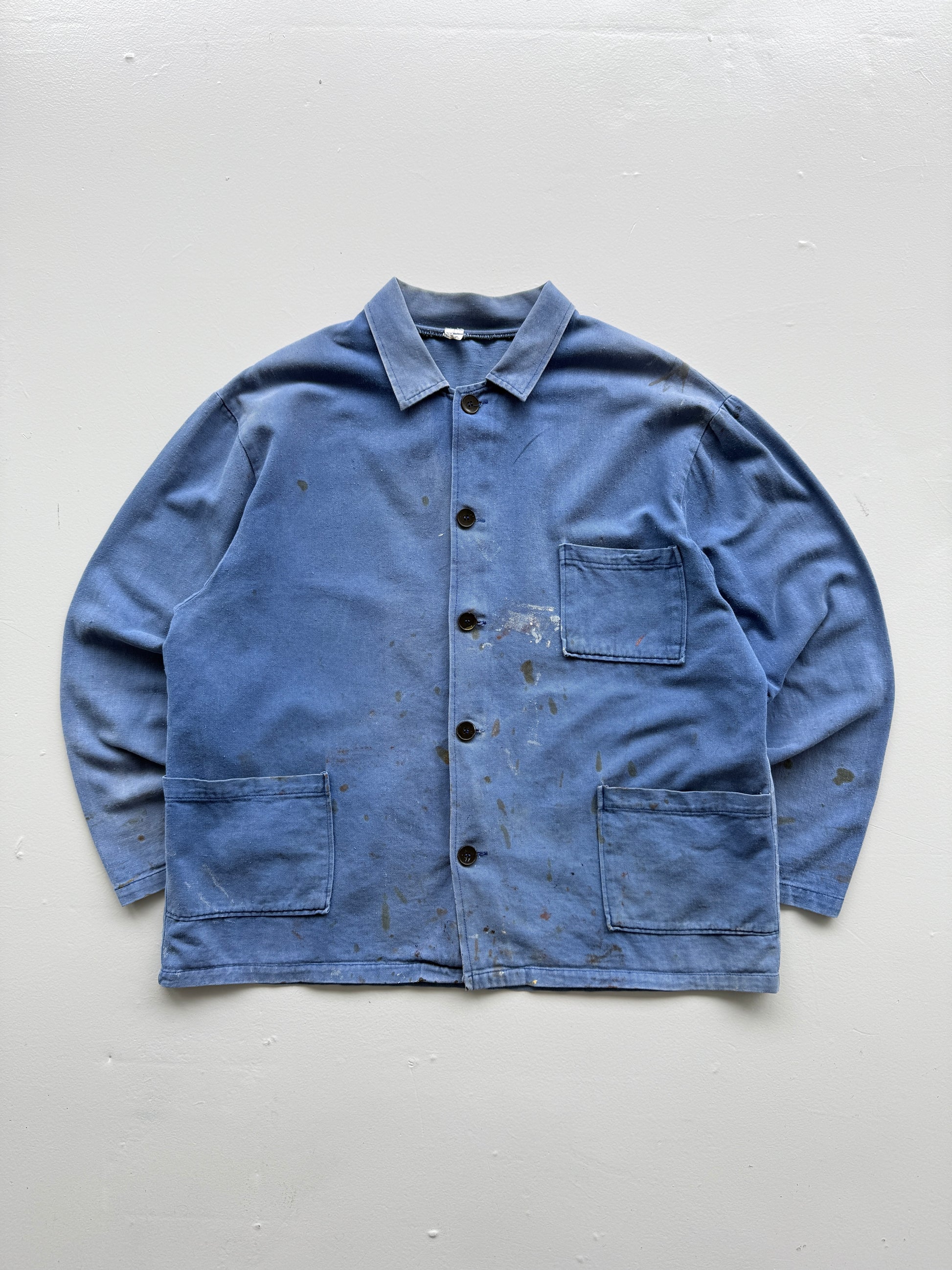 Thrashed Blue French Chore Jacket 70's Vintage Workwear CH170 - Oversized Medium