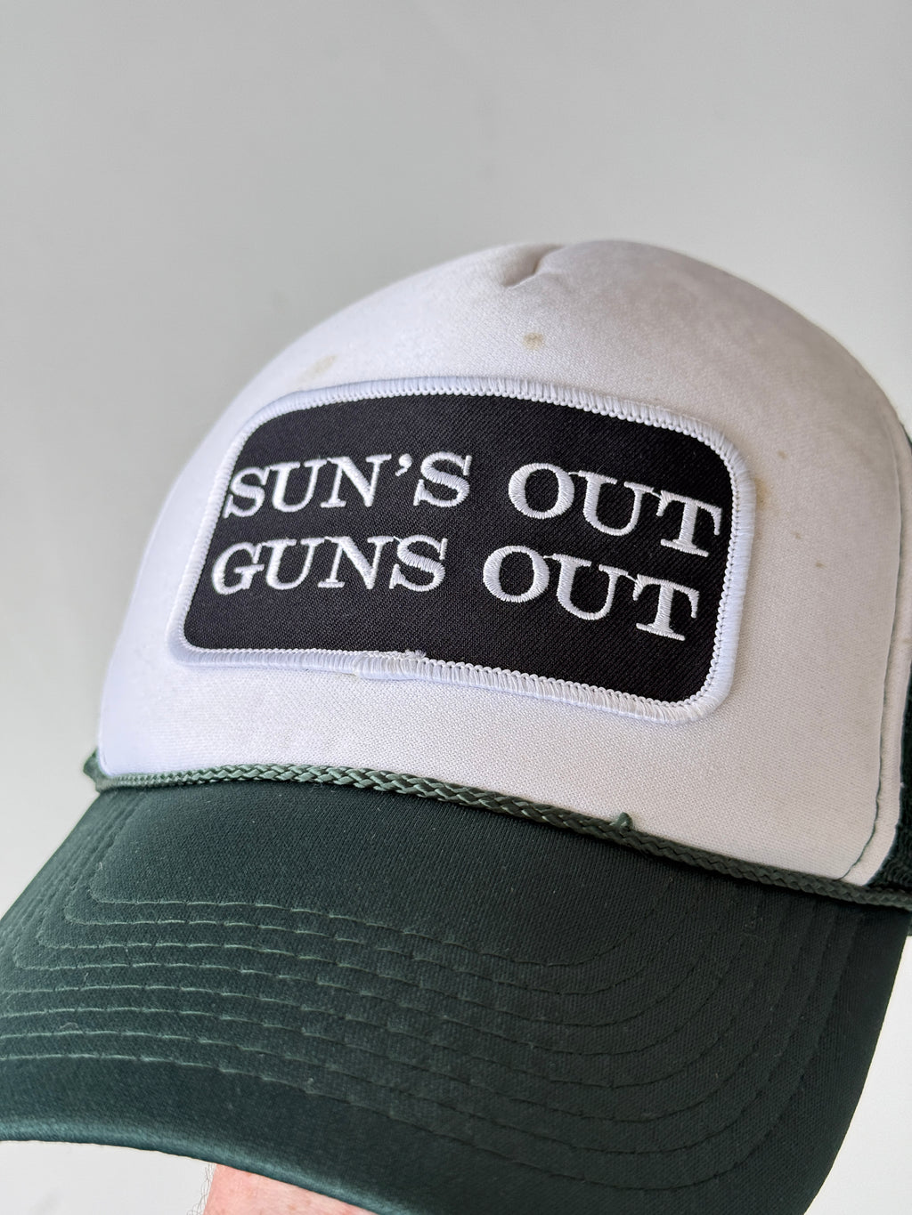 Green Suns Out Guns Out Vintage Foam and Mesh SnapBack Trucker Cap