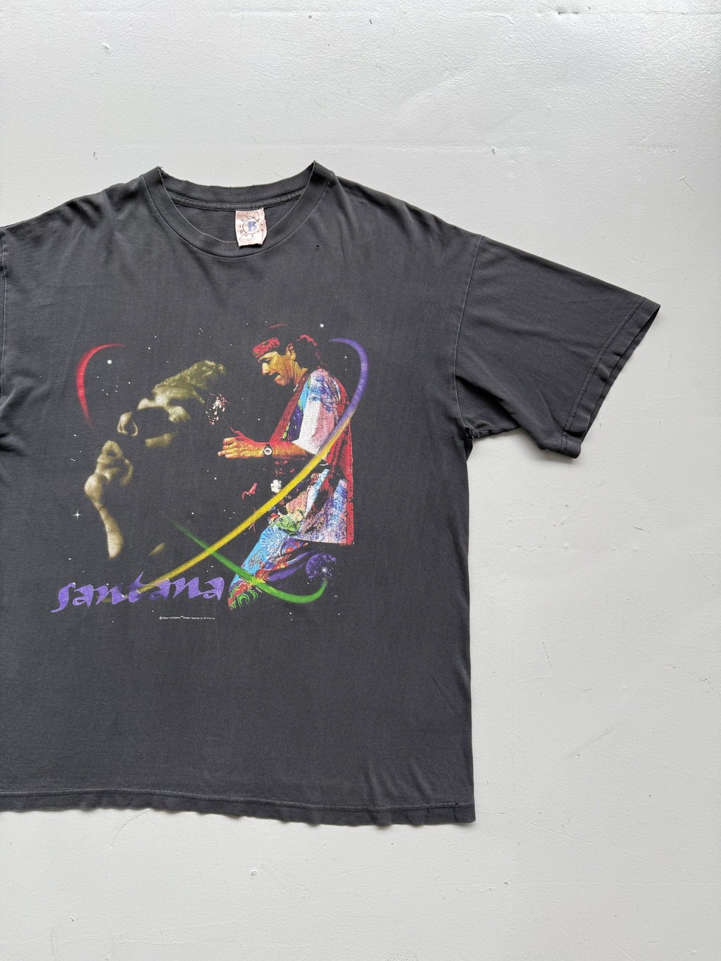 Faded Black Carlos Santana 90's Vintage Graphic Band T-Shirt - Medium