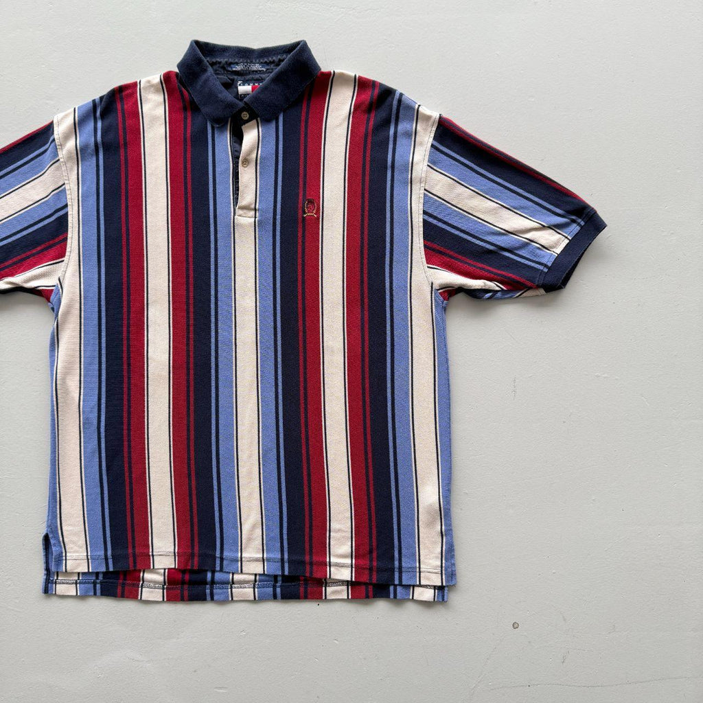 Tommy Hilfiger Striped 90s Vintage Polo Shirt - XL Big