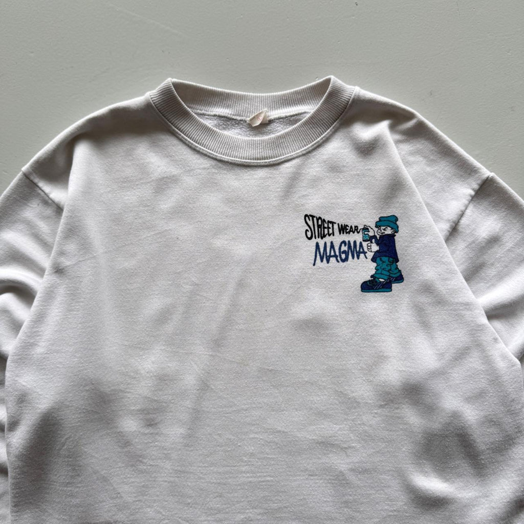 White Streetwear Magma 90’s Vintage Skate Style Sweatshirt - XS