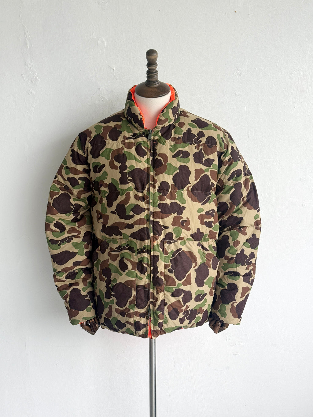 Cabela's Camo & Blaze Orange Reversible 80's Vintage Hunting Puffer Jacket