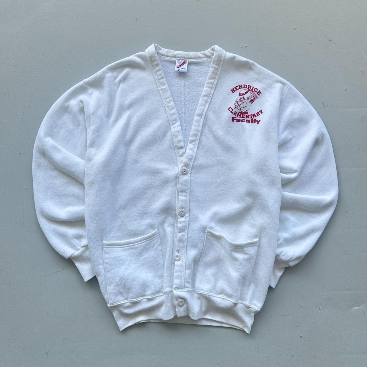 White Kendrick Elementary Cotton 80s Cardigan - Medium