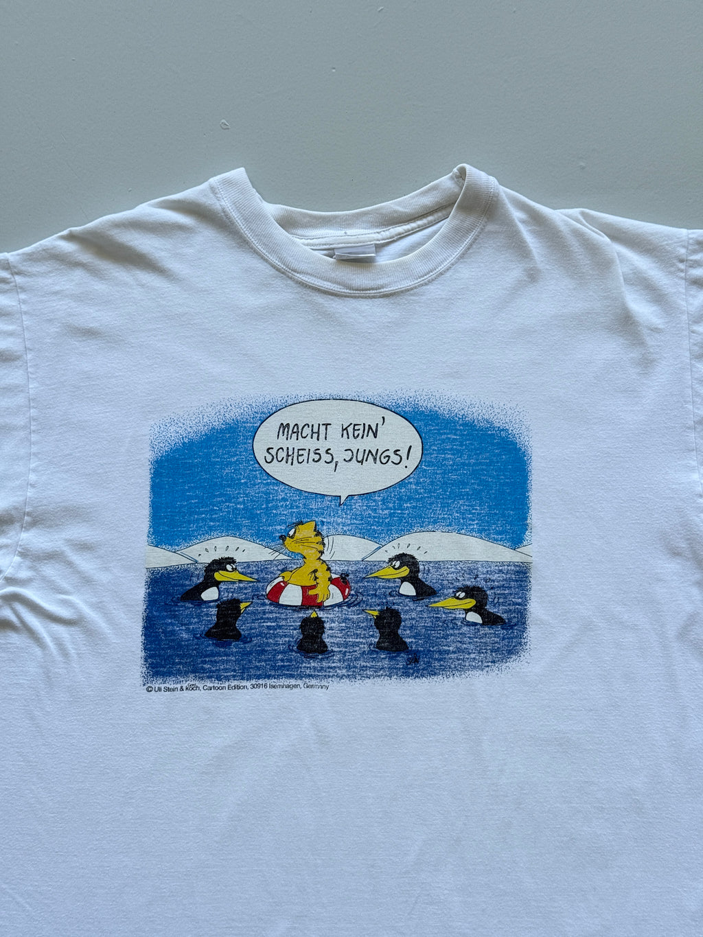 White German Cartoon Graphic 90's Vintage Novelty T-Shirt - XL