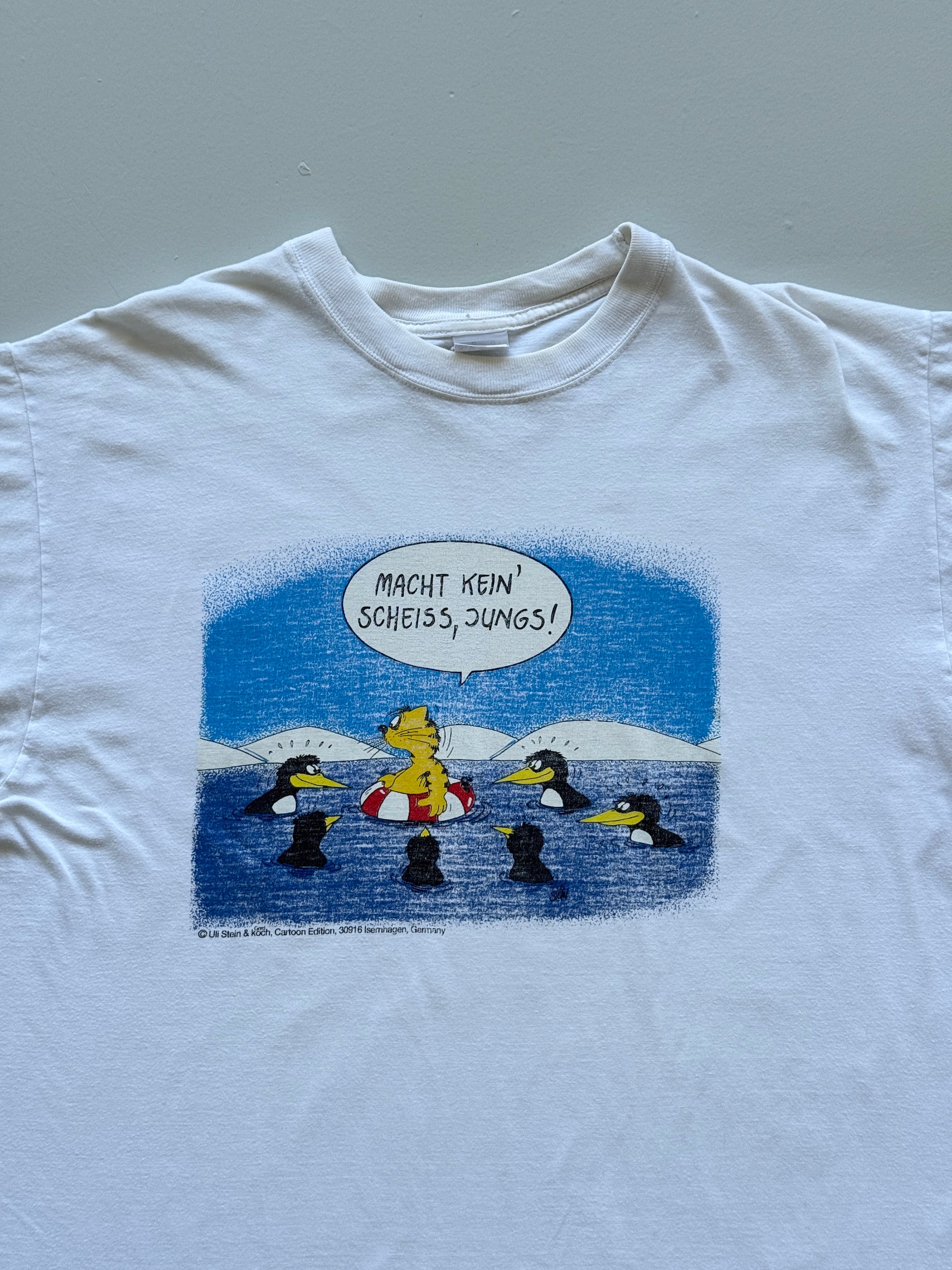 White German Cartoon Graphic 90's Vintage Novelty T-Shirt - XL