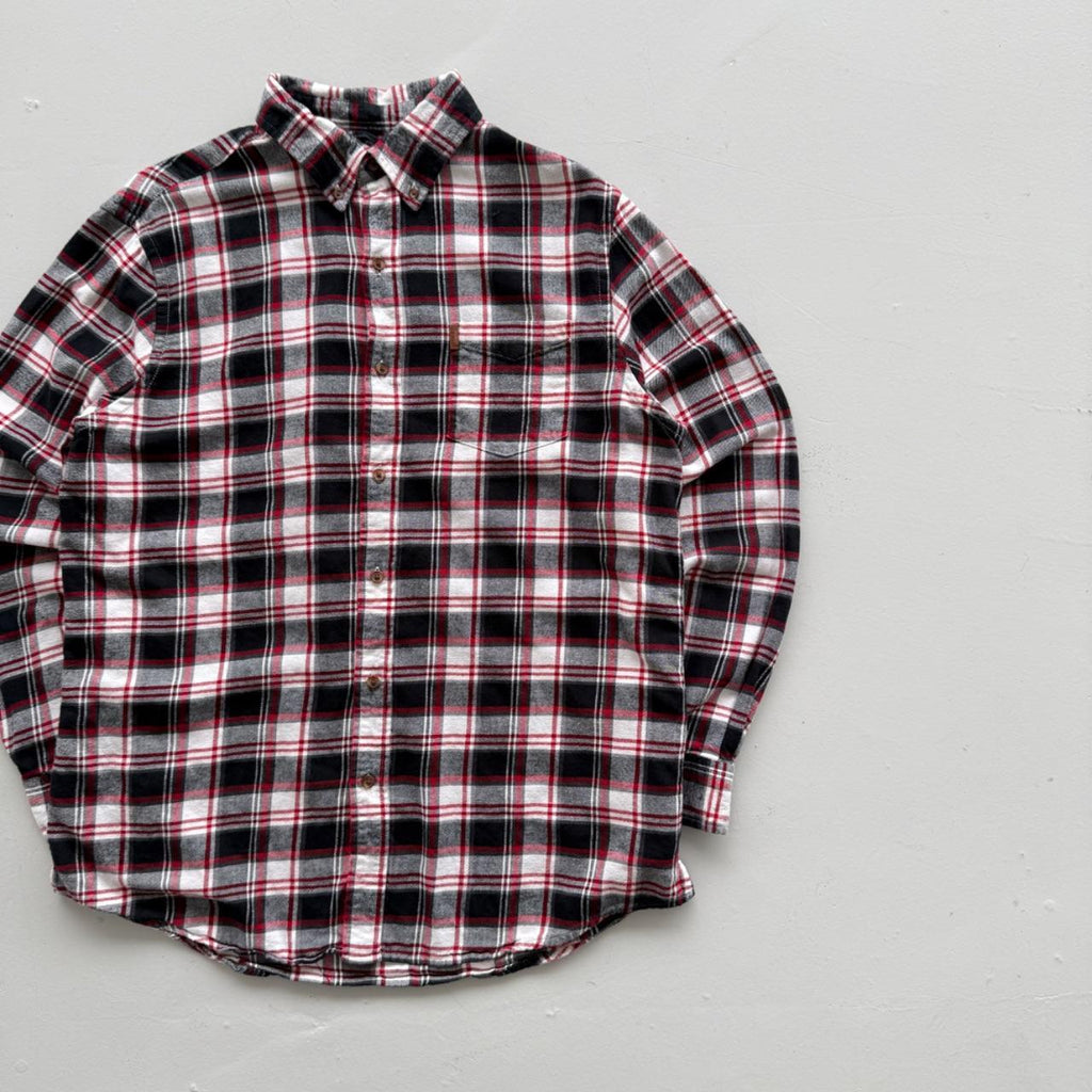 Red and Black Checkered Chaps 90s Vintage Long Sleeve Shirt - Large