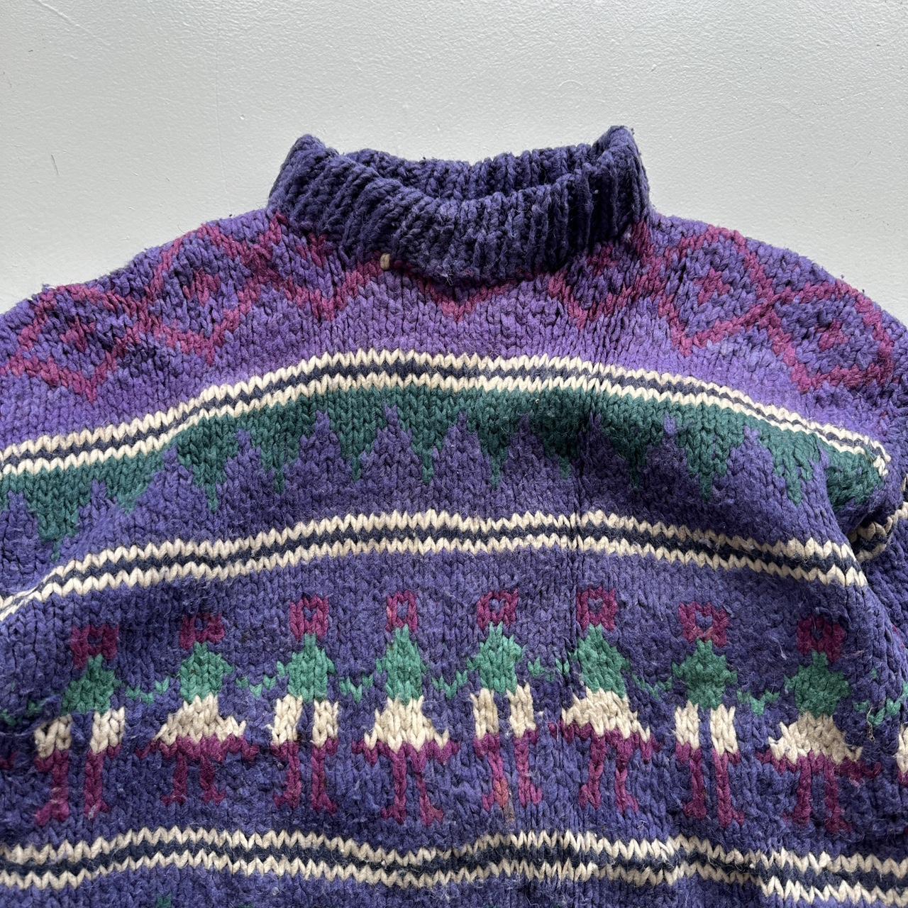 Purple Ecuadorian 80s Chunky Knit Jumper - XL