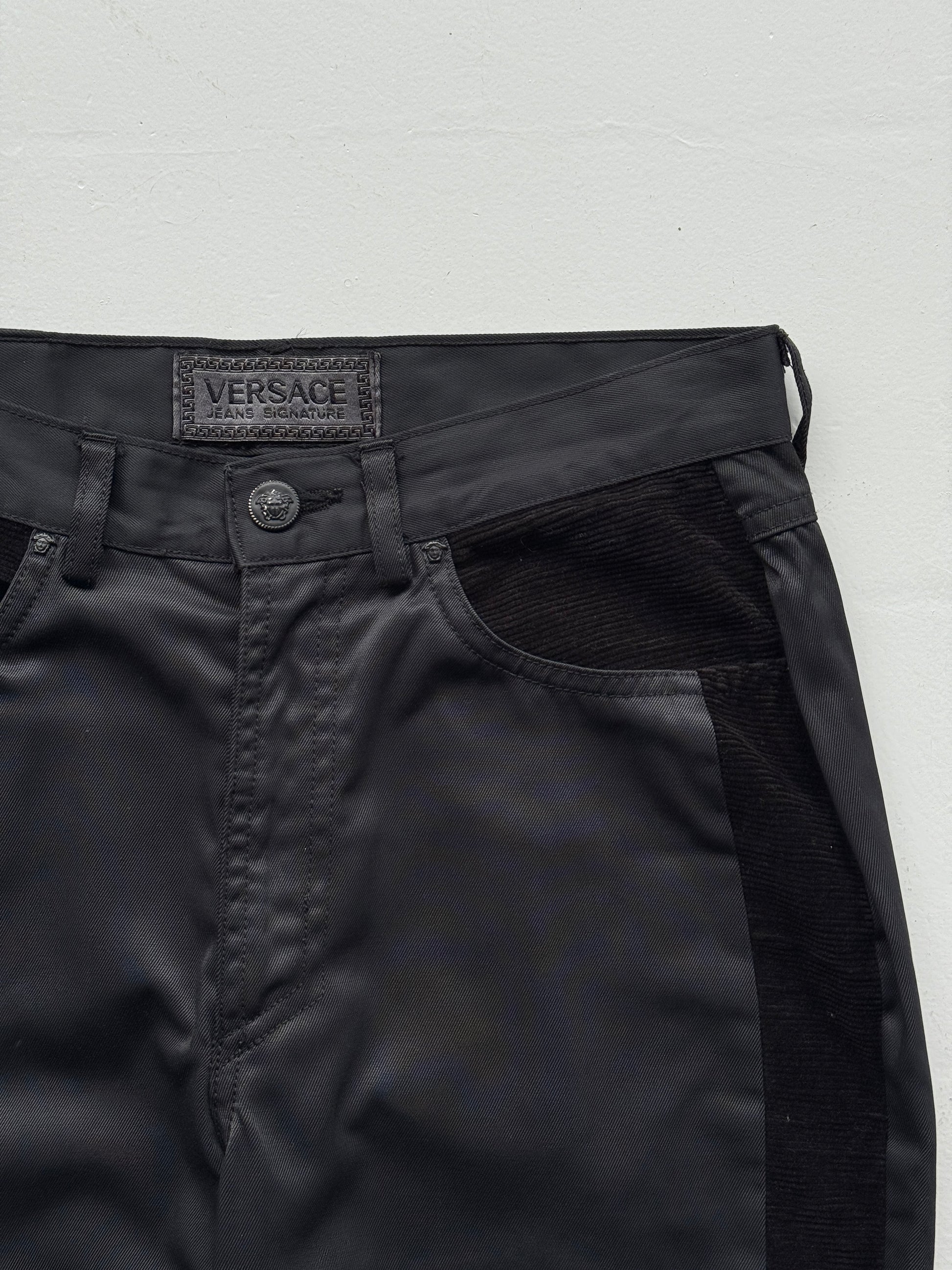 Black Versace Y2K Vintage Low Rise Trousers - W29 x L29