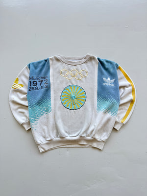 White Adidas 70's Vintage Munich Olympics Graphic Sweatshirt Jumper - Medium
