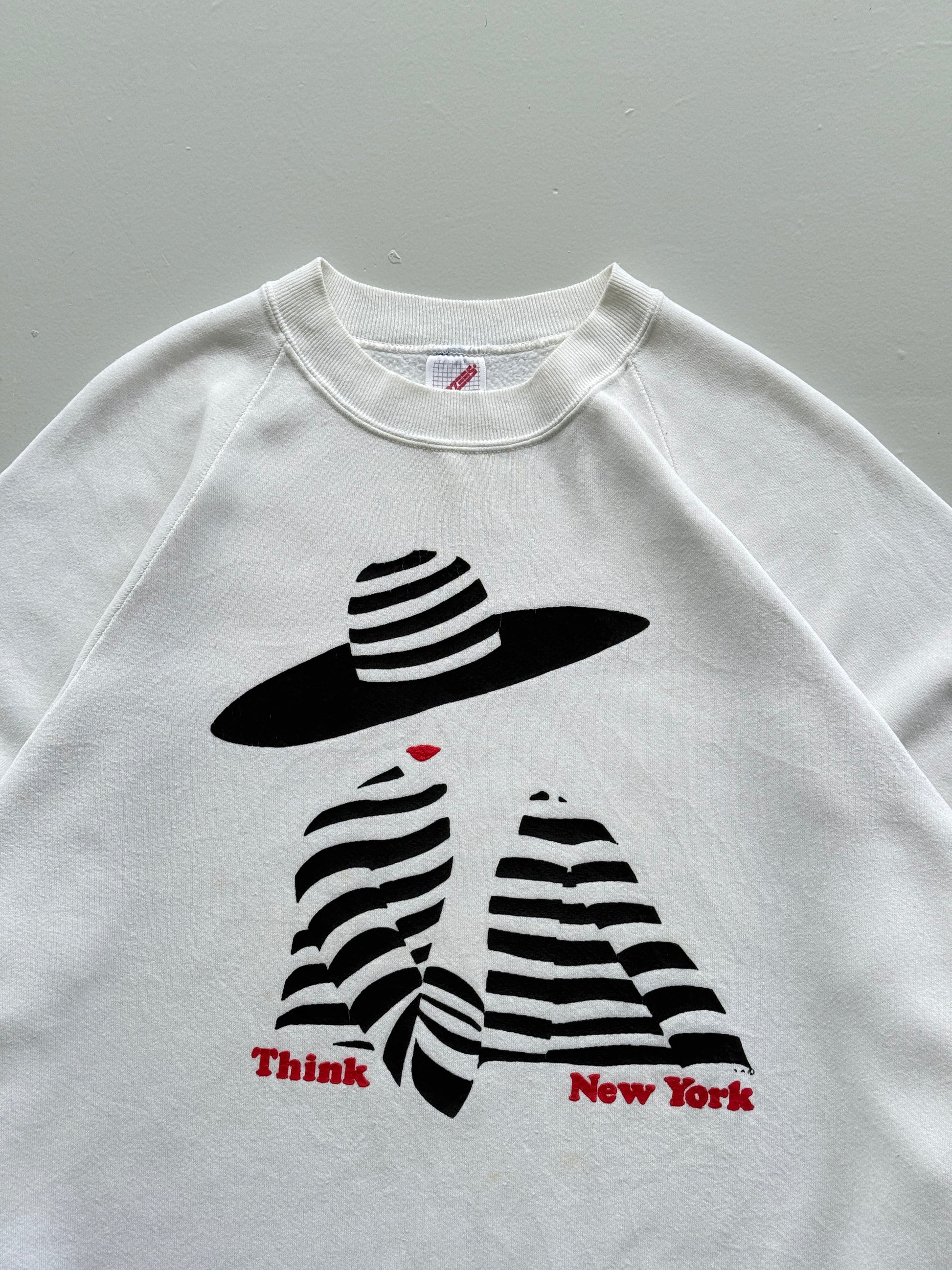 White New York 80's Vintage Graphic Tourist Sweatshirt Jumper - Medium