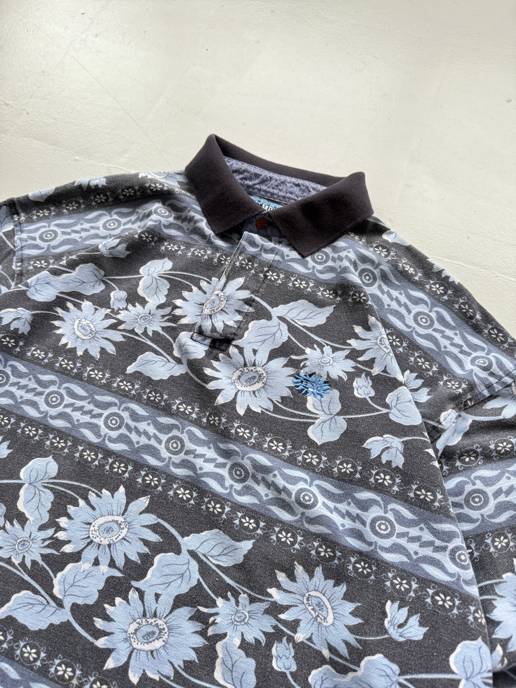 Best Montana Patterned Vintage 90's Long Sleeve Surf Polo - Medium