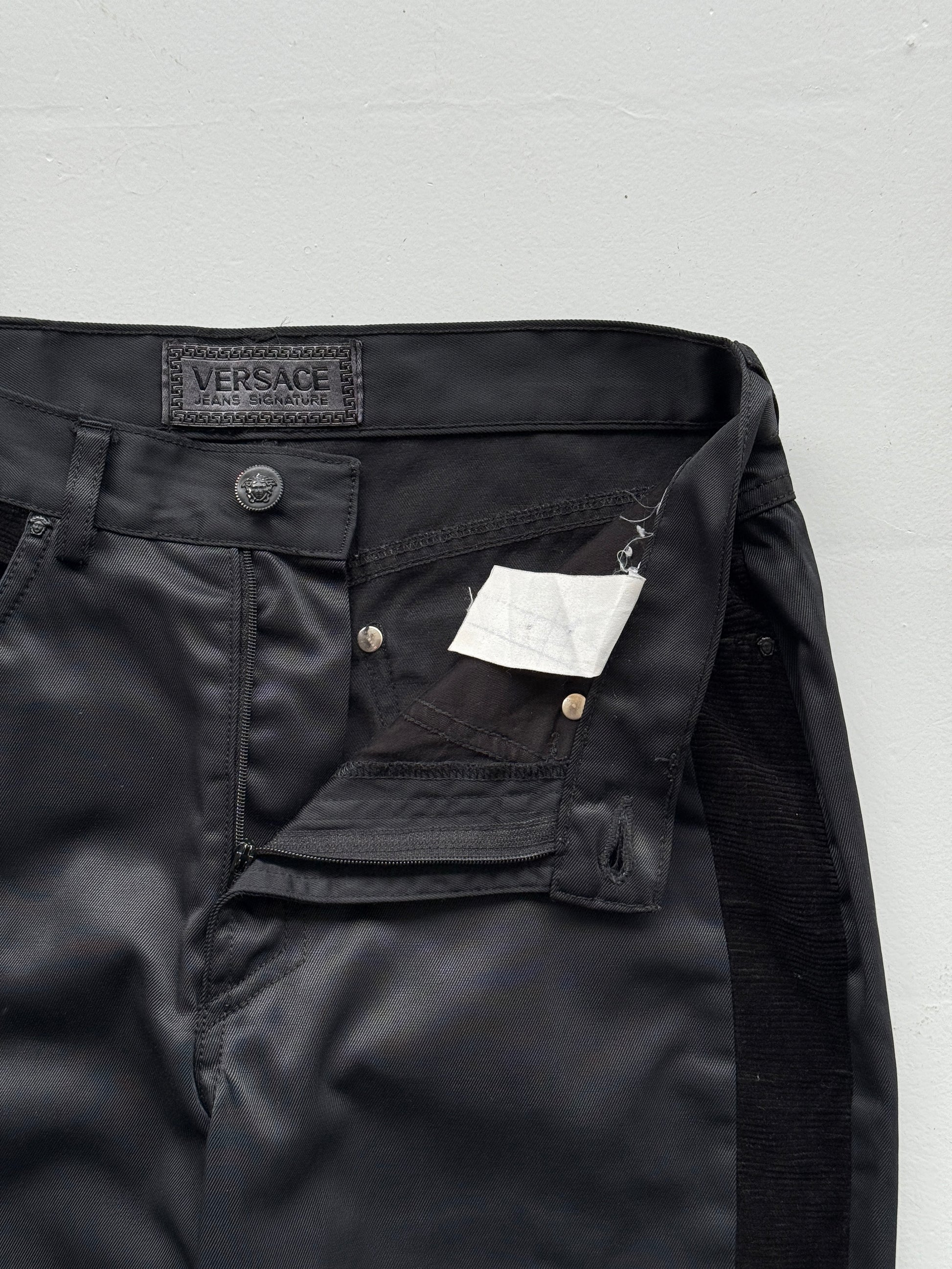Black Versace Y2K Vintage Low Rise Trousers - W29 x L29