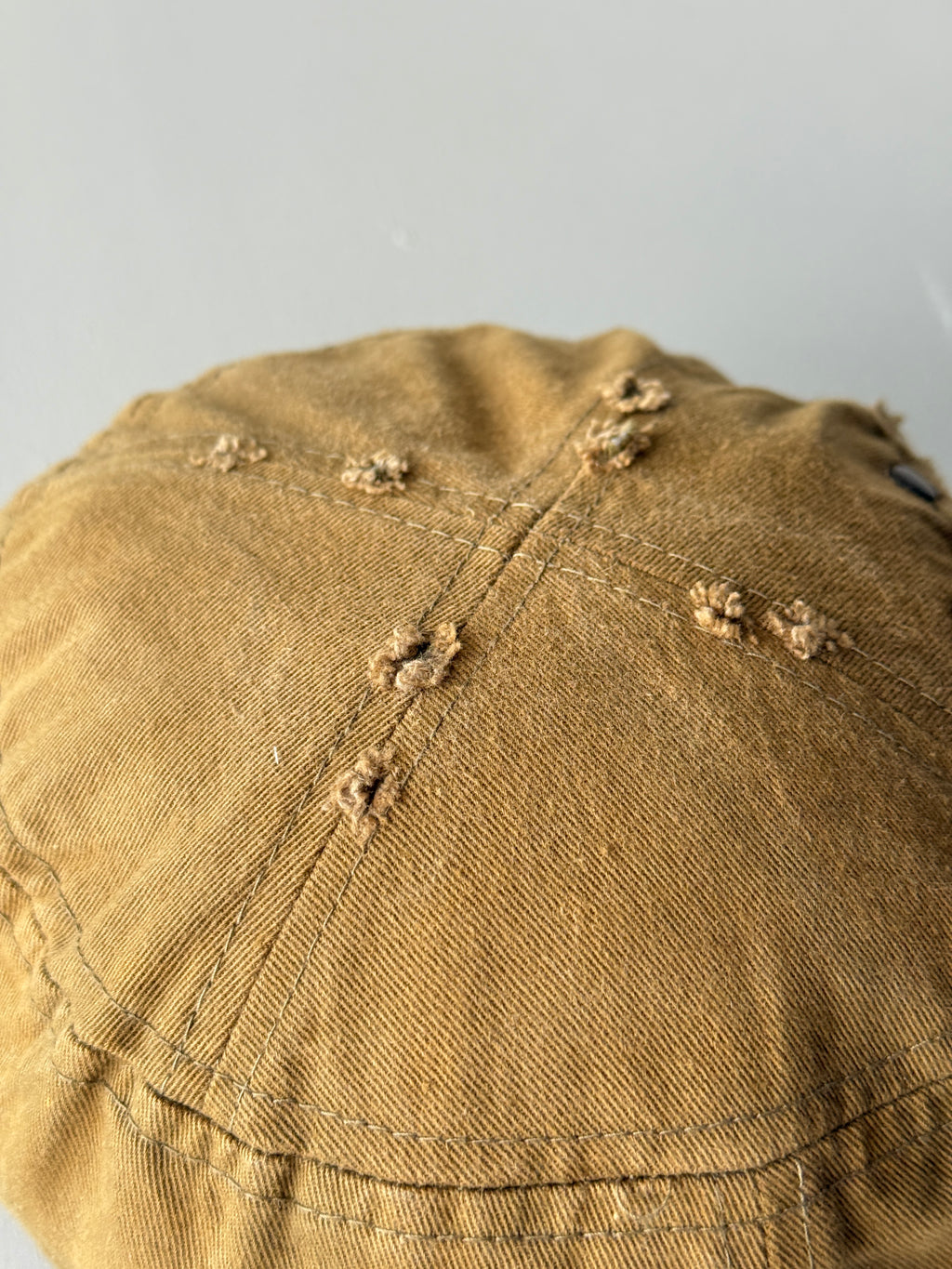 Khaki Brown Distressed Y2K Cadet Cap Military Style 00's Grunge Aesthetic