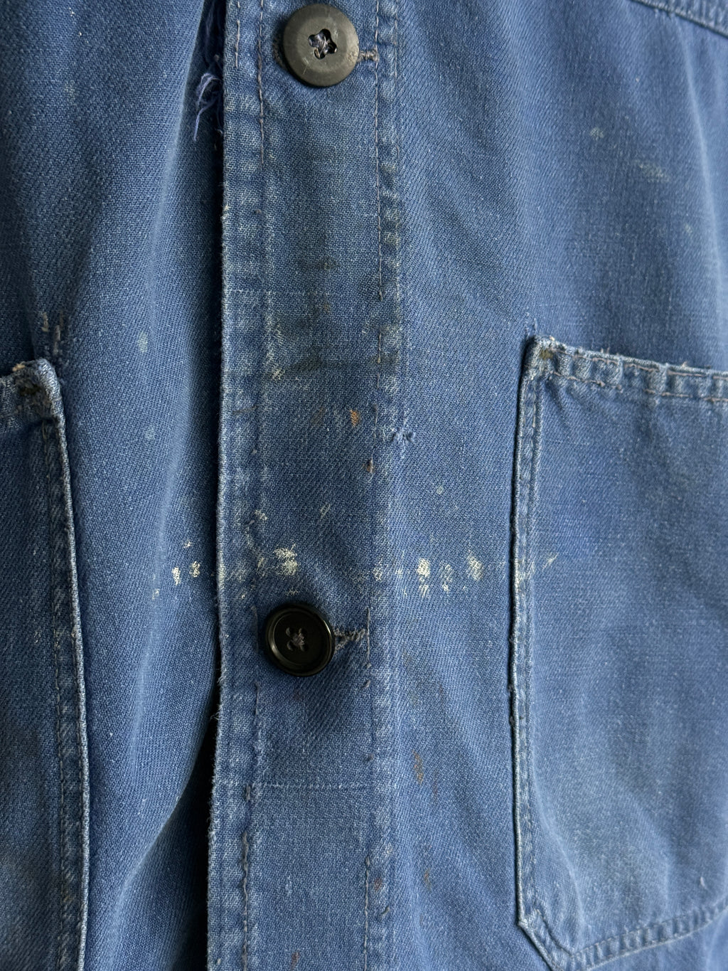 Thrashed Blue French 50s/60s Vintage Workwear Chore Jacket CH526 - Small
