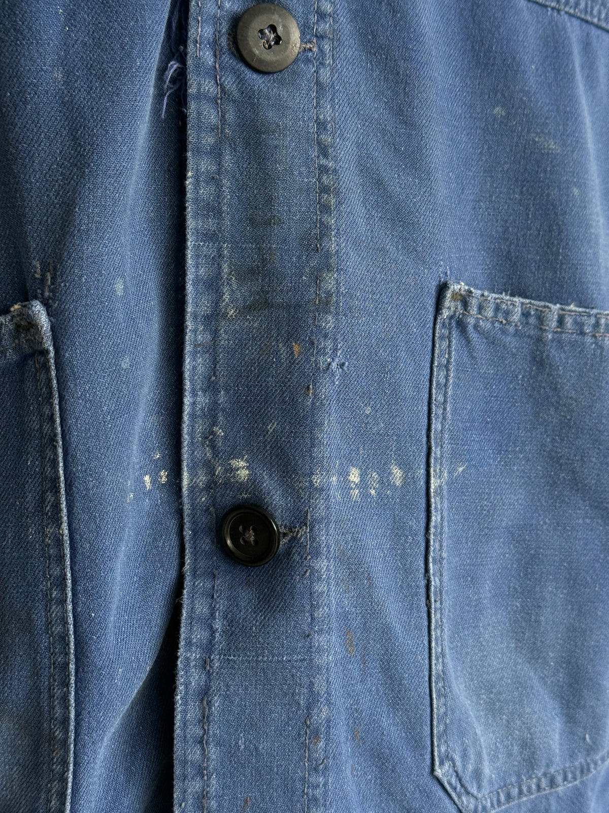 Thrashed Blue French 50s/60s Vintage Workwear Chore Jacket CH526 - Small