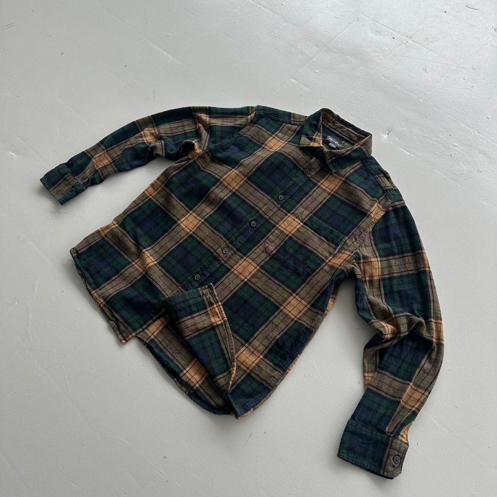 Green Navy Checkered Eddie Bauer 90s Vintage Long sleeve - Medium
