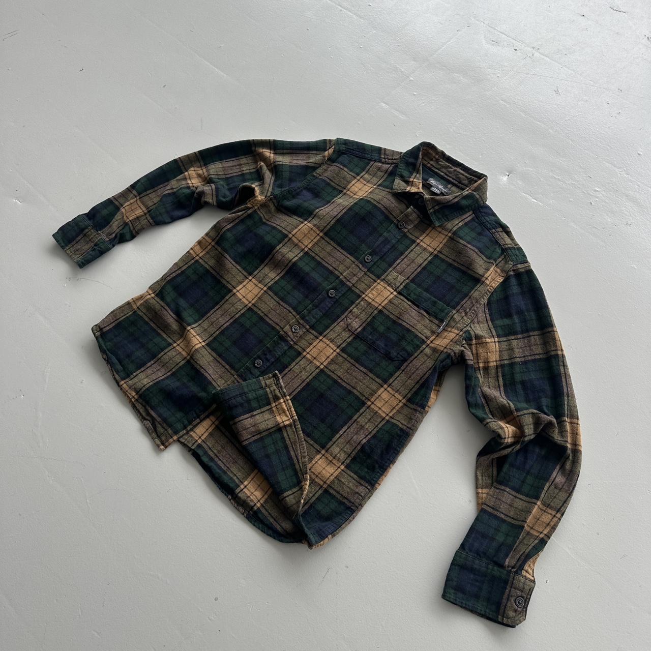 Green Navy Checkered Eddie Bauer 90s Vintage Long sleeve - Medium