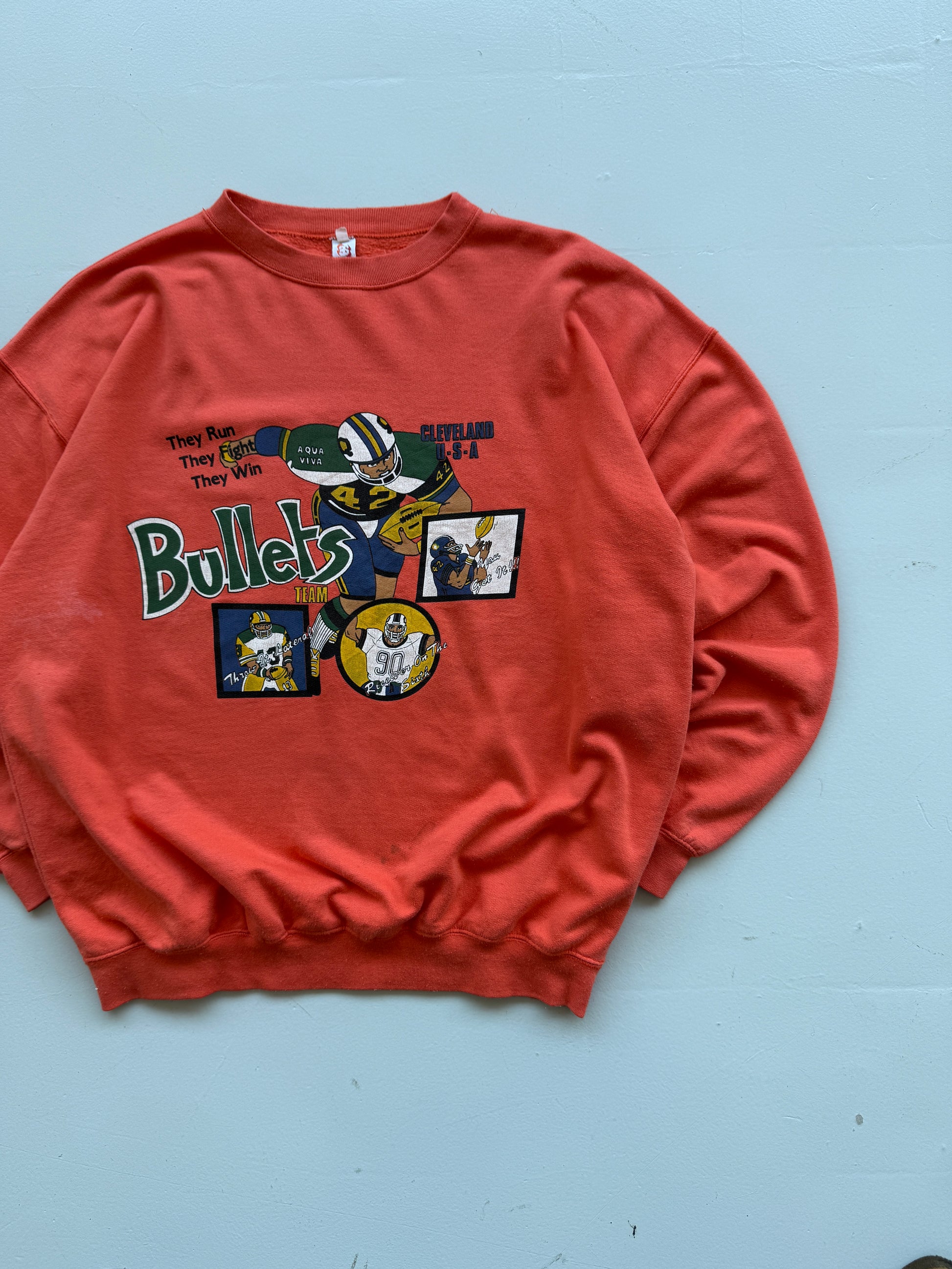 Orange Cleveland Bullets 90's Vintage Graphic Sweatshirt Jumper - Medium