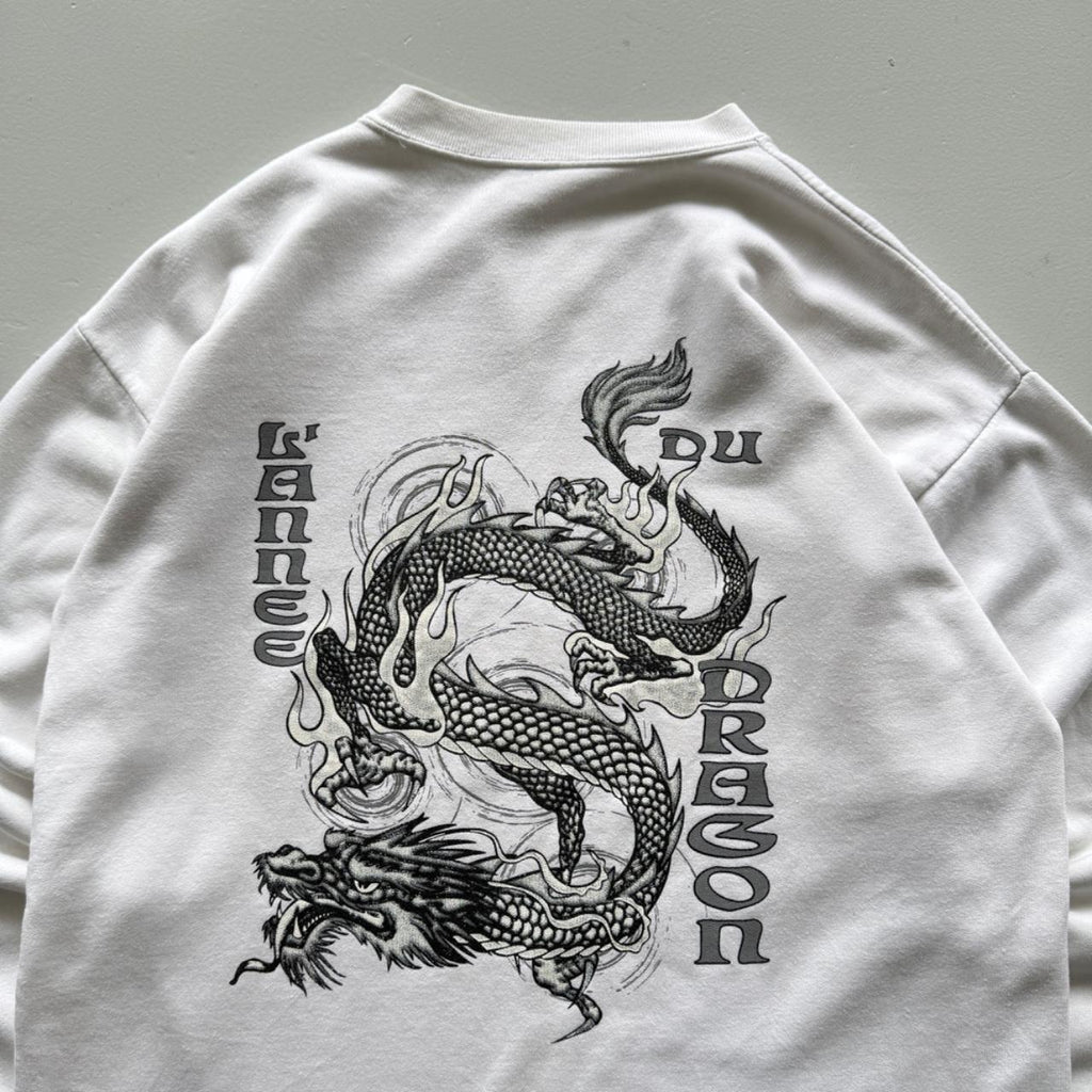 White Surfer 90’s Vintage Dragon Sweatshirt - Medium