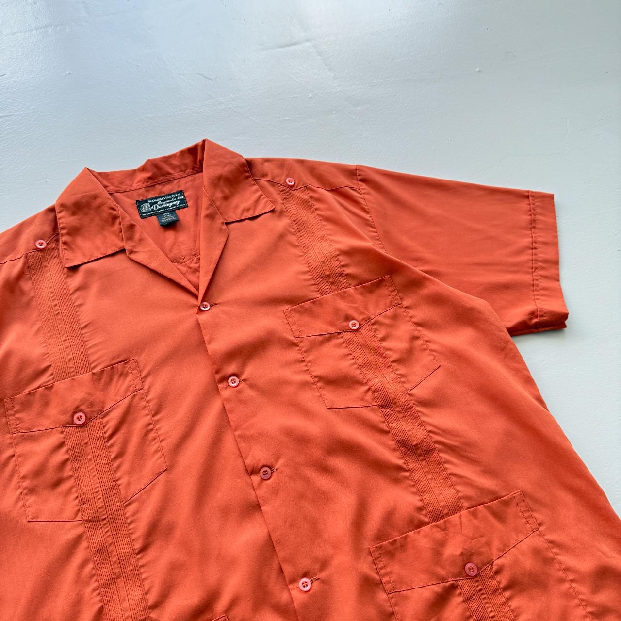 Orange Cuban Camp Collar Havanna Vintage 70's Shirt - XL