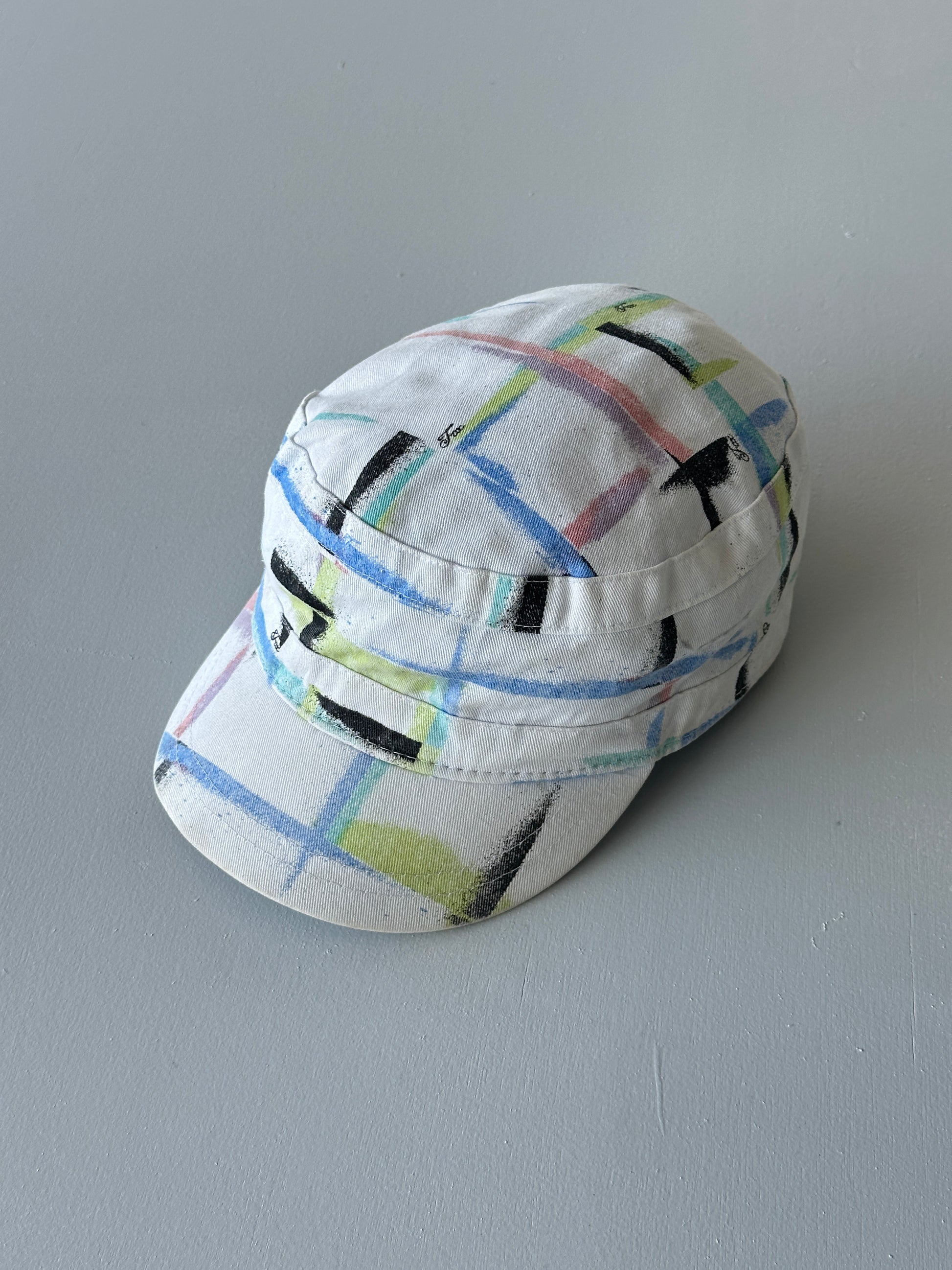 FOX White Studded Y2K Cadet Cap Military Style 00's Grunge Aesthetic