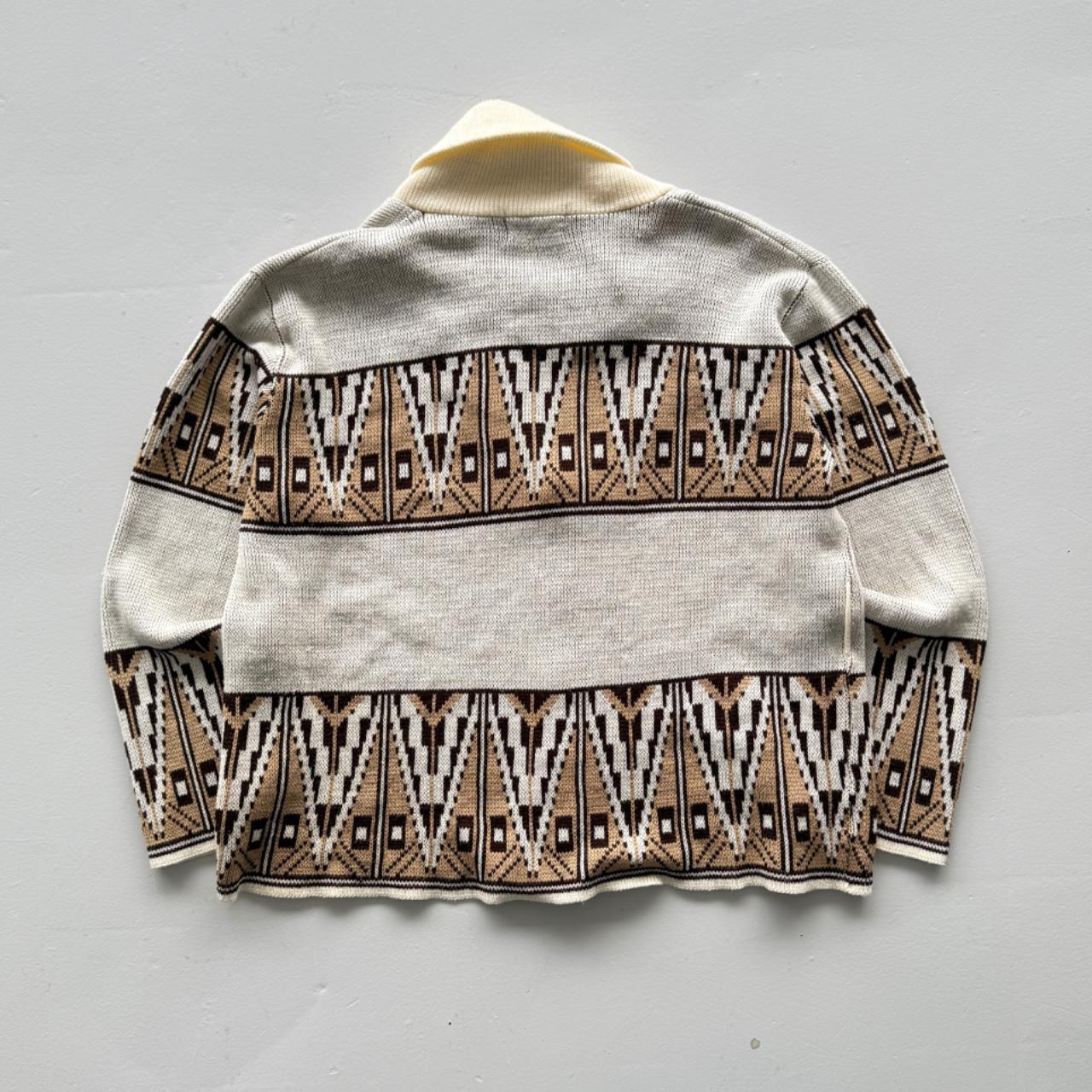 Cream Knit 80's Vintage Heavy Cardigan - XL