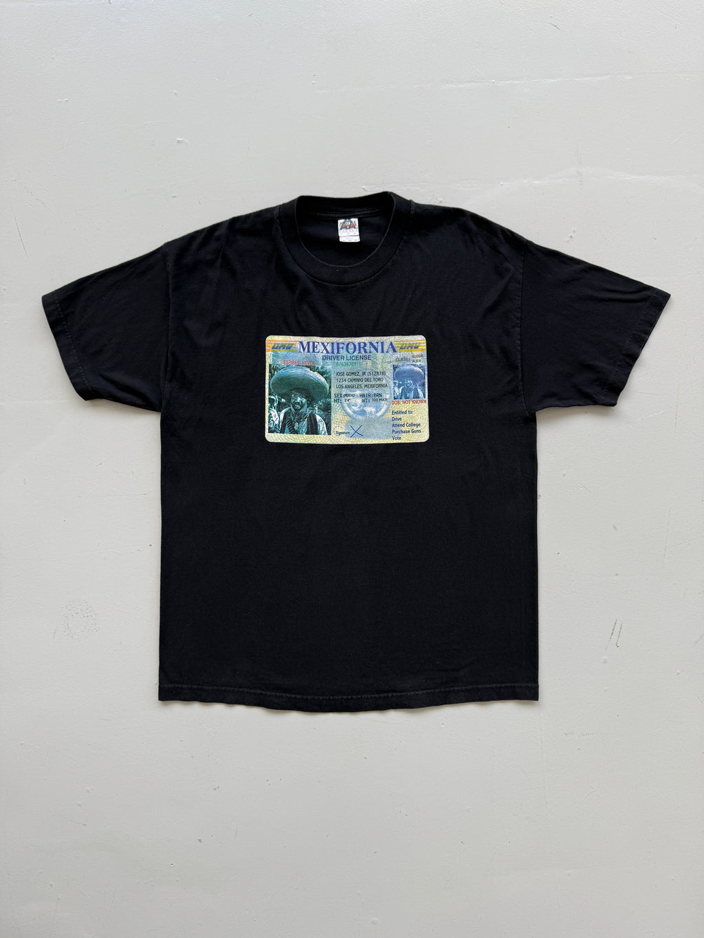 Black Mexifornia 00's Vintage Humour Satire Graphic T-Shirt - XL