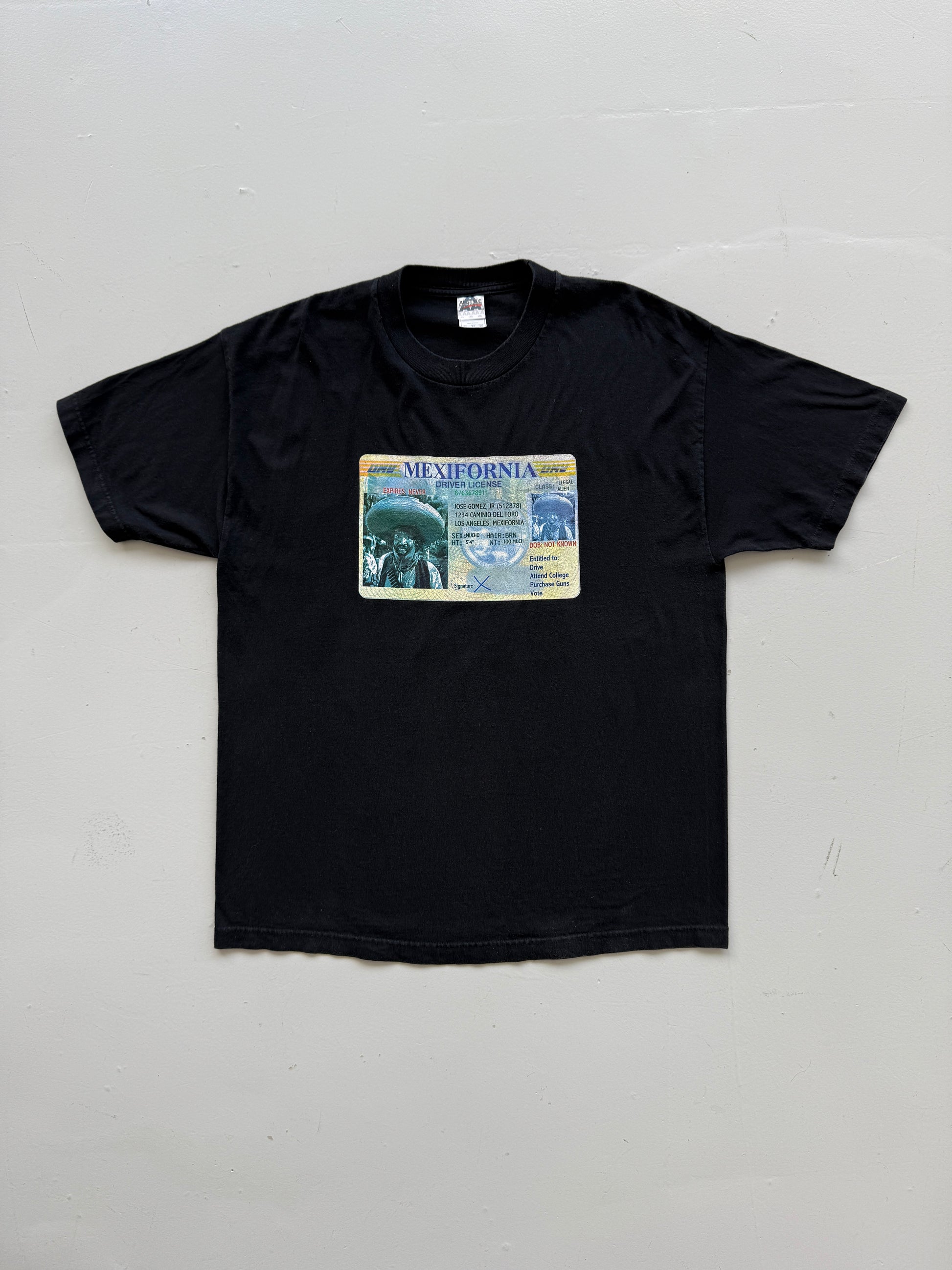 Black Mexifornia 00's Vintage Humour Satire Graphic T-Shirt - XL