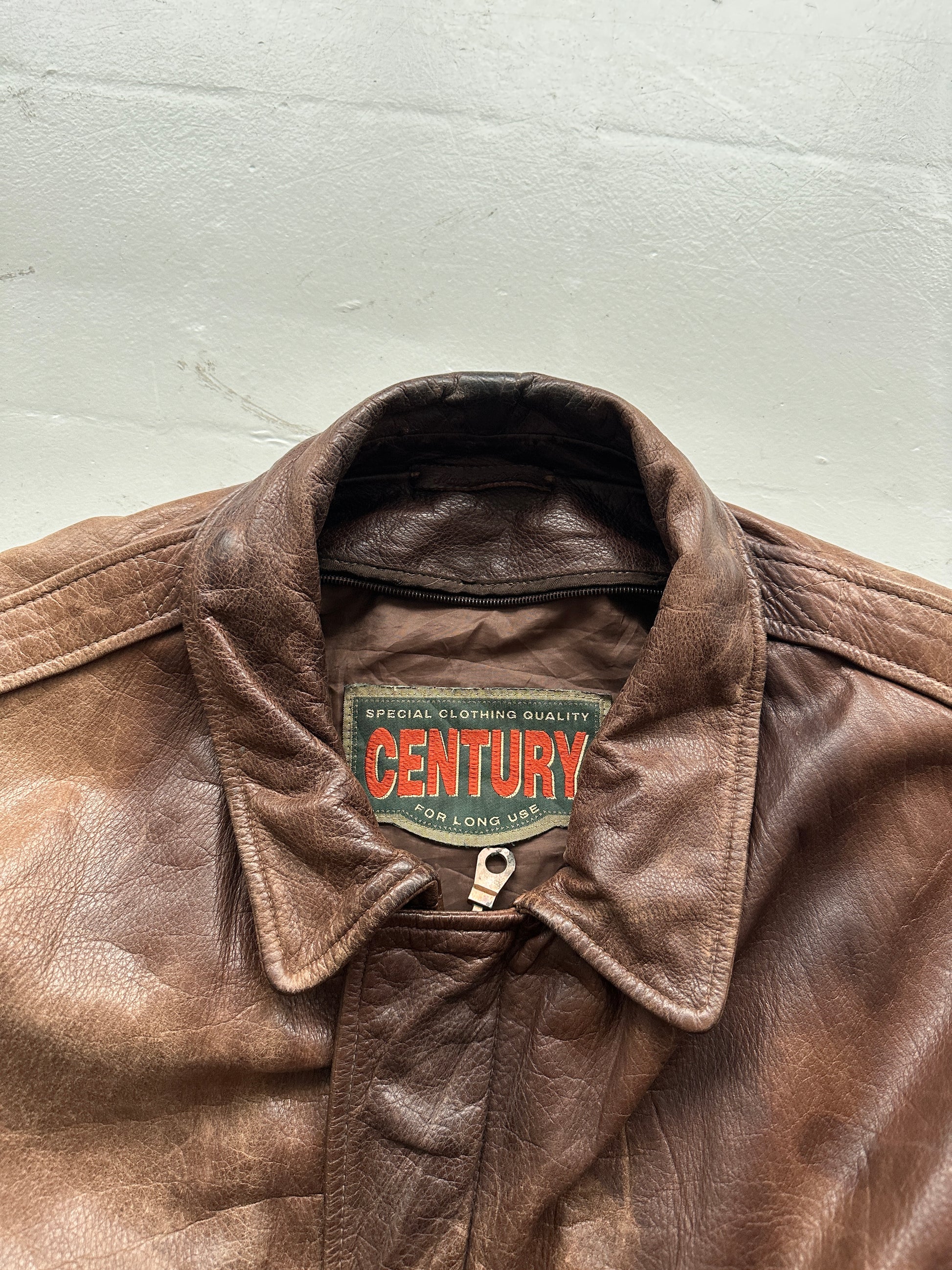 Brown Century A-2 Aviation Leather Jacket Vintage 80's - XL