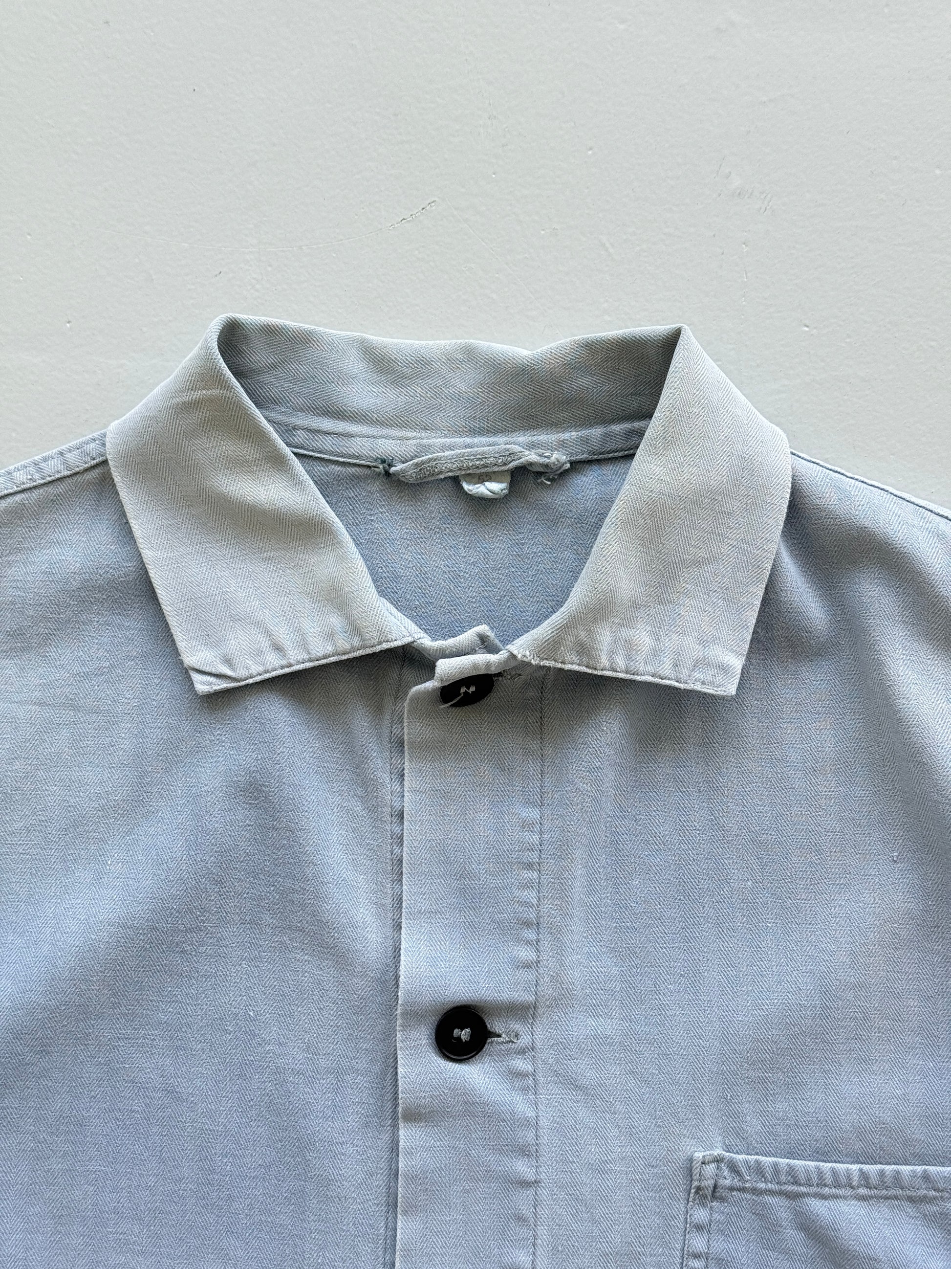 Faded Blue French Herringbone Vintage Workwear Chore Jacket CH367 - Medium
