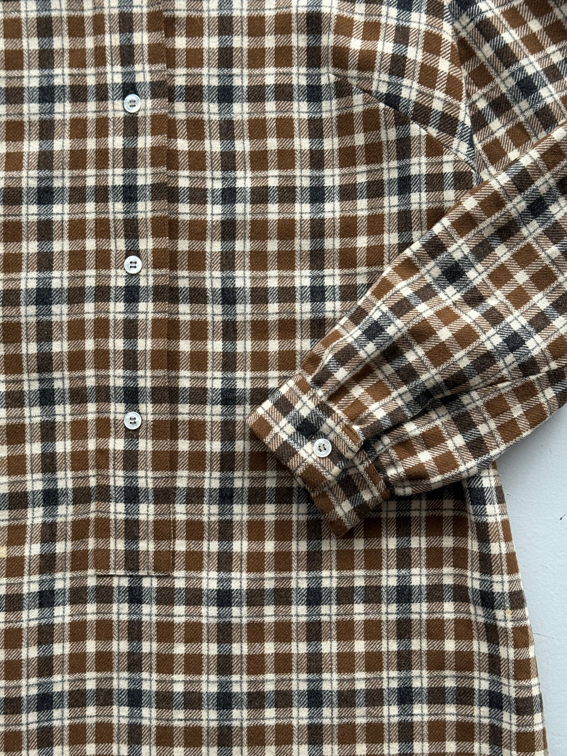 Brown Check Pendleton 80's Vintage Lined Wool Dress - UK 14