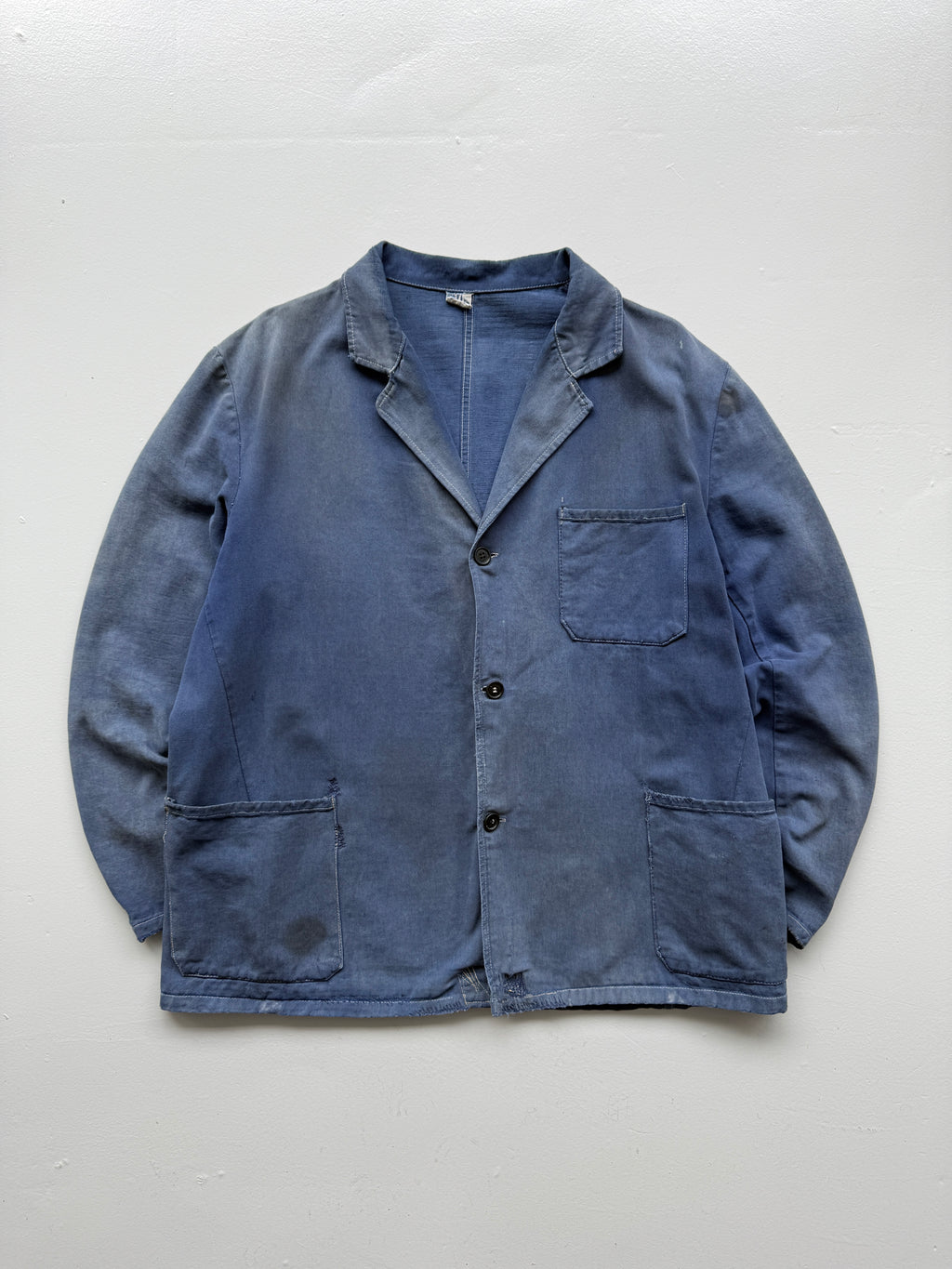 Thrashed Blue Chore Jacket 70's Vintage French Workwear CH145 - XL
