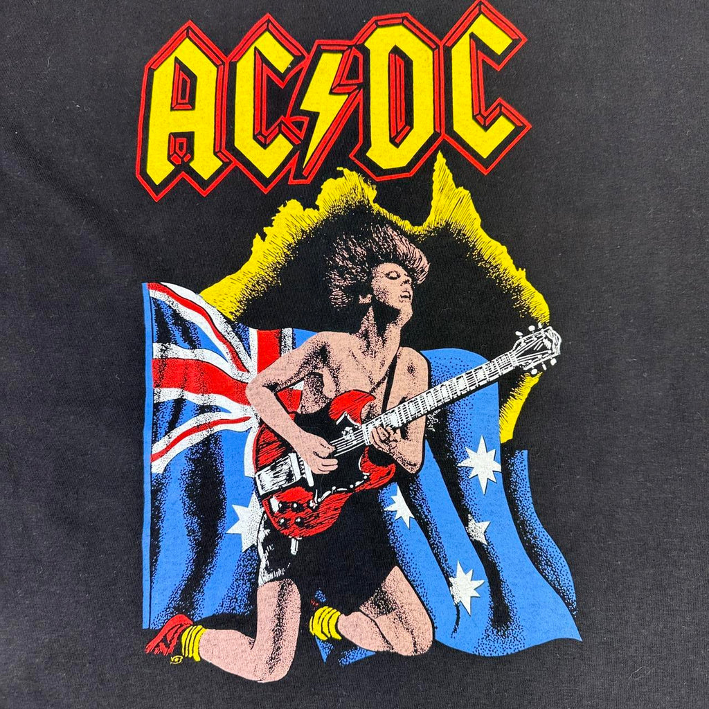 AC/DC Black Vintage 1970s Band T-shirt - Small