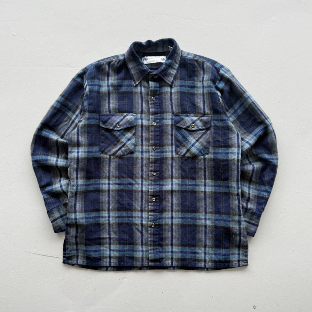 Blue Lumber Jack 80’s Vintage Flannel Long Sleeve Shirt - Medium