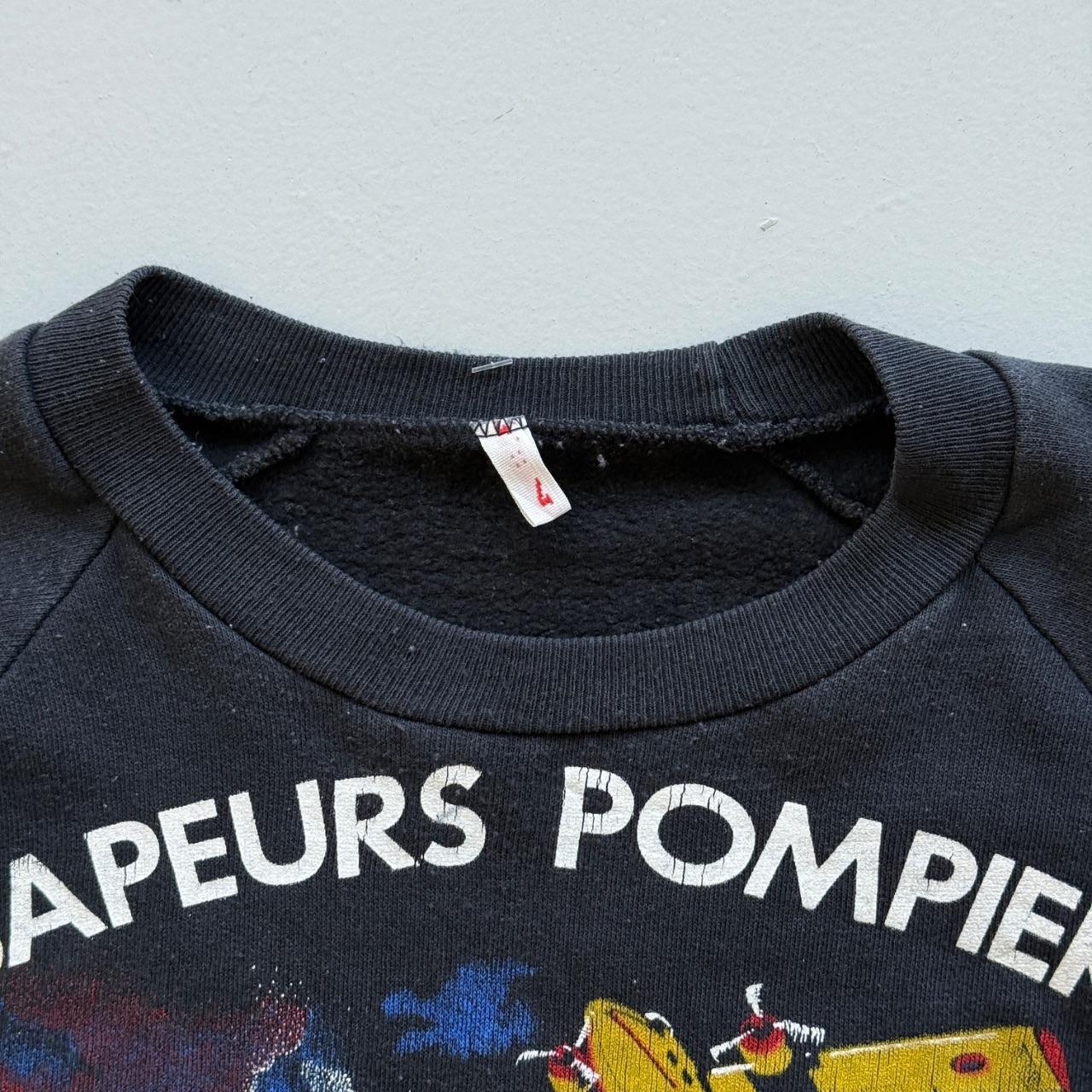 Black French Fire Fighters 90s Vintage Graphic Sweatshirt - XS Mens Womens 8