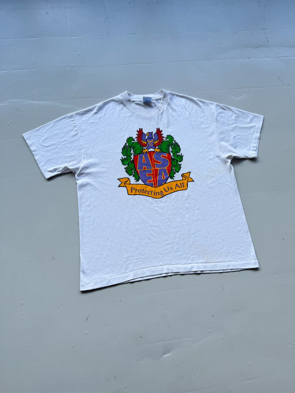Hanes ASEA 'Protecting Us All' Crest Graphic Vintage Single Stitch T-Shirt - XL
