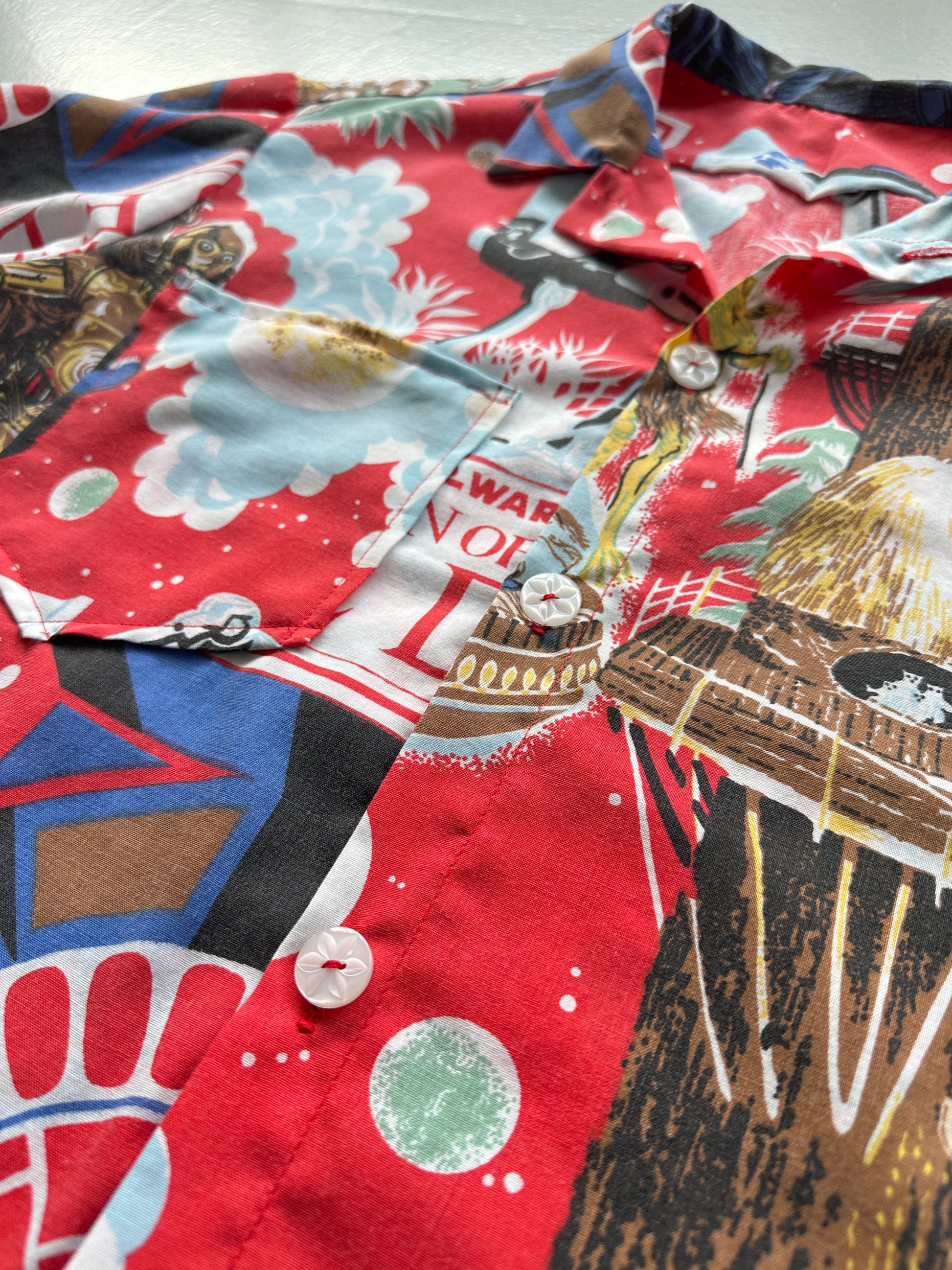Star Wars Hand-Made Camp Collar Vintage 1980s Shirt - Medium