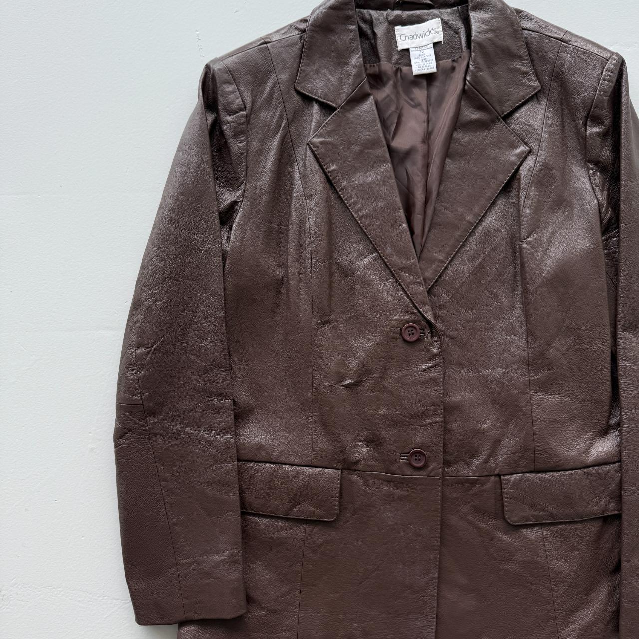 Brown Chadwicks Vintage 00s Leather Blazer Jacket - Womens Size 10