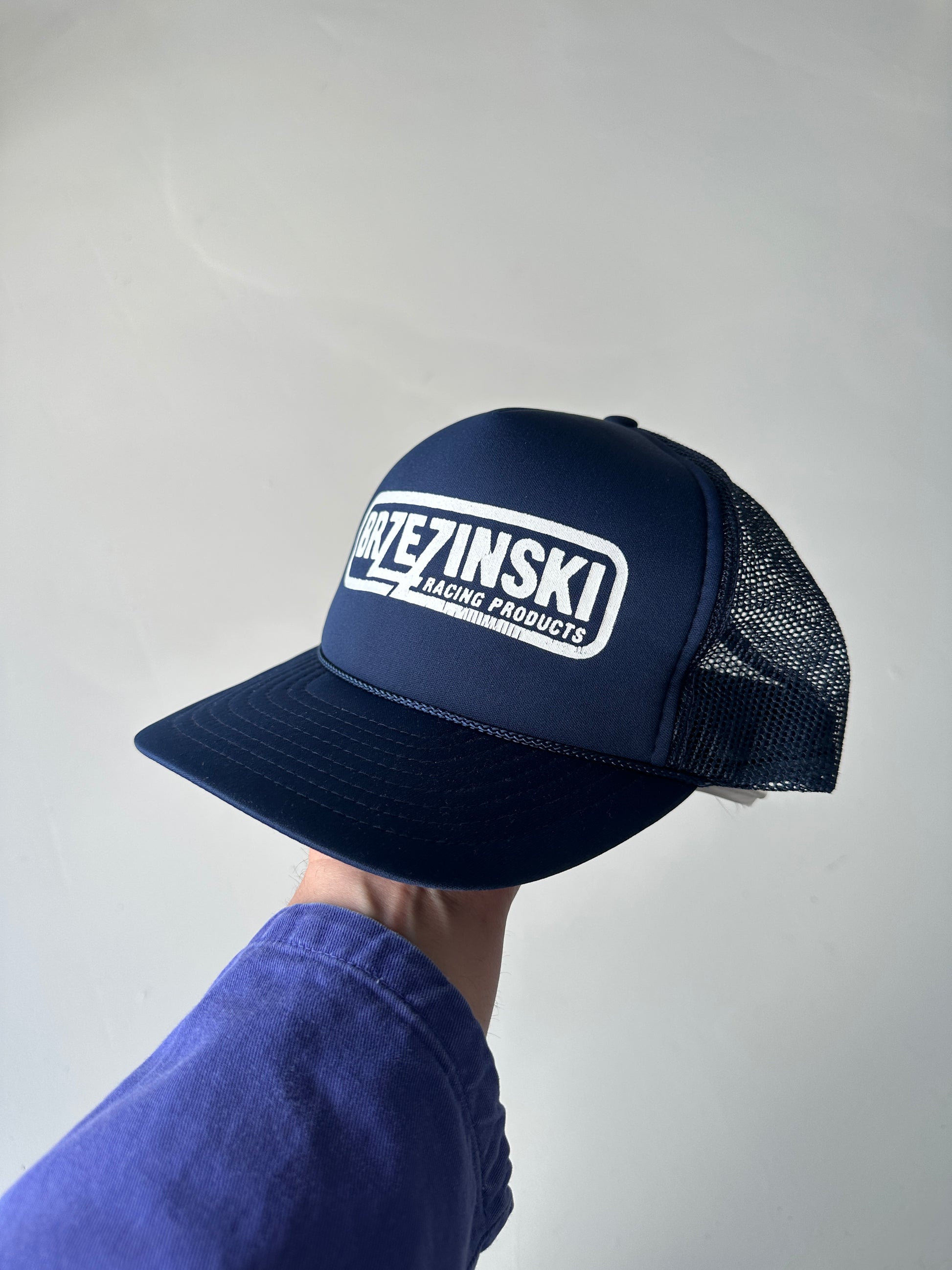 Navy Vintage SnapBack Trucker Cap Foam & Mesh Brzezinski Racing Products