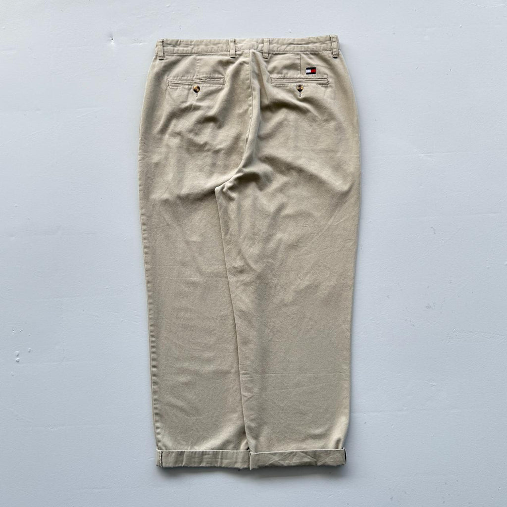 Tommy Hilfiger Cream Wide Leg 90's Vintage Chino Trousers - 36” x 27”
