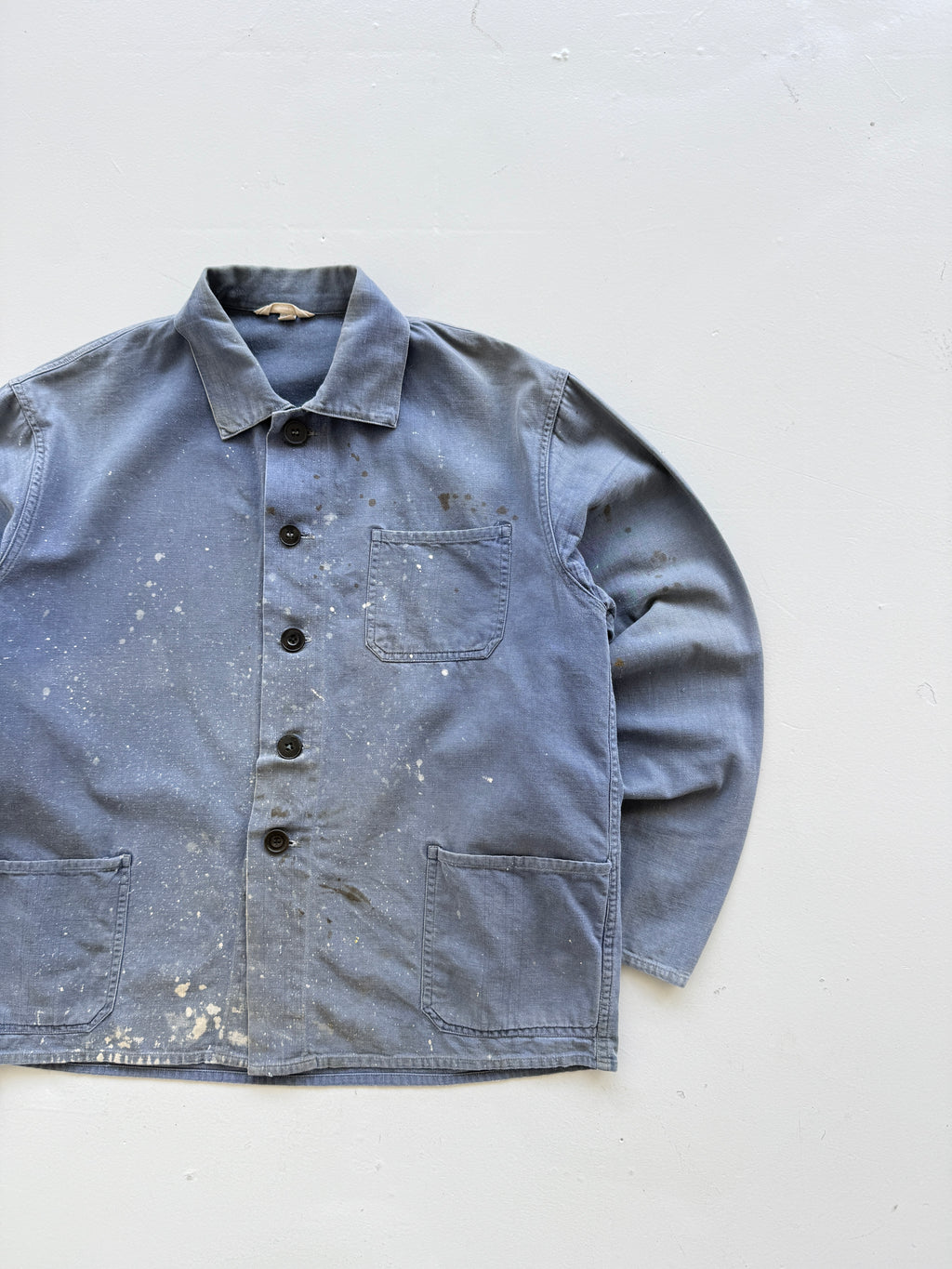 Thrashed Blue French Vintage Workwear Chore Jacket CH359 - Small