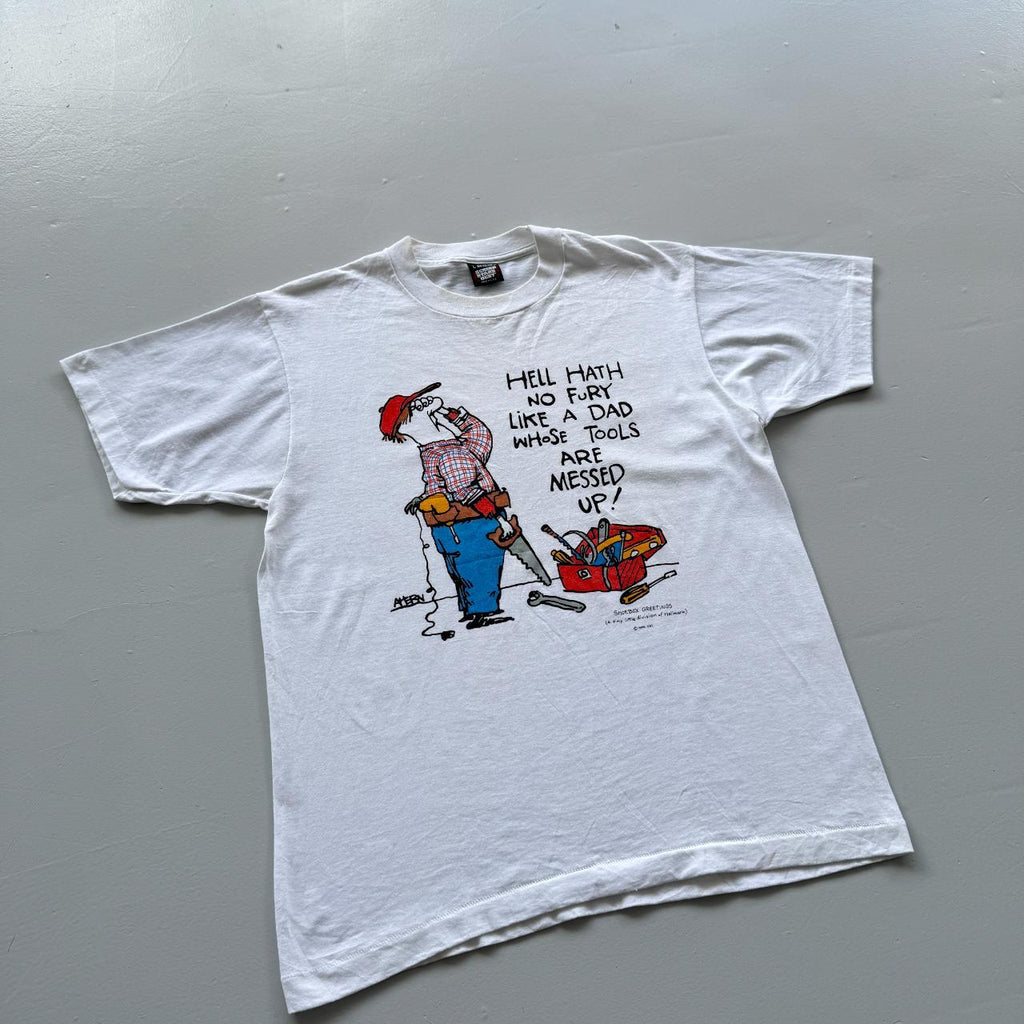 White Novelty Cartoon Dad Slogan Vintage 90s Tour T-shirt - Medium